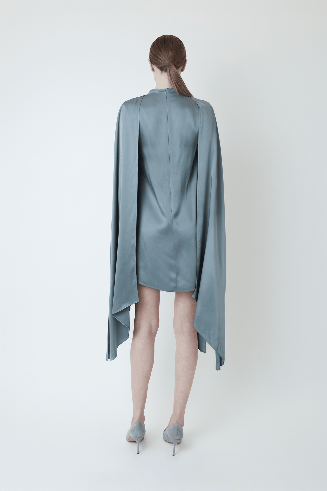 Satin Cape Sleeve Mini Dress - LAPOINTE