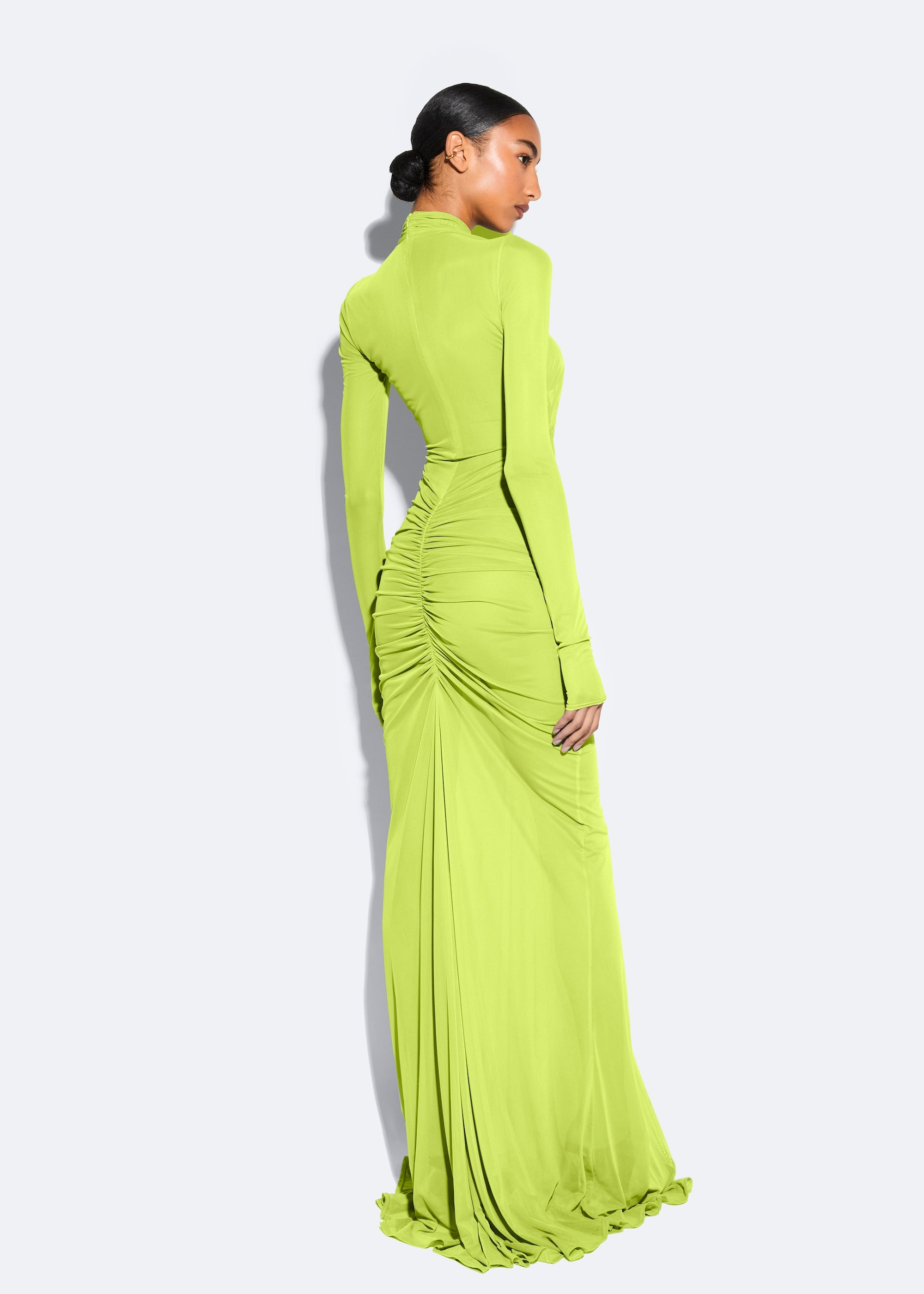 Mesh Halter Ruched Gown