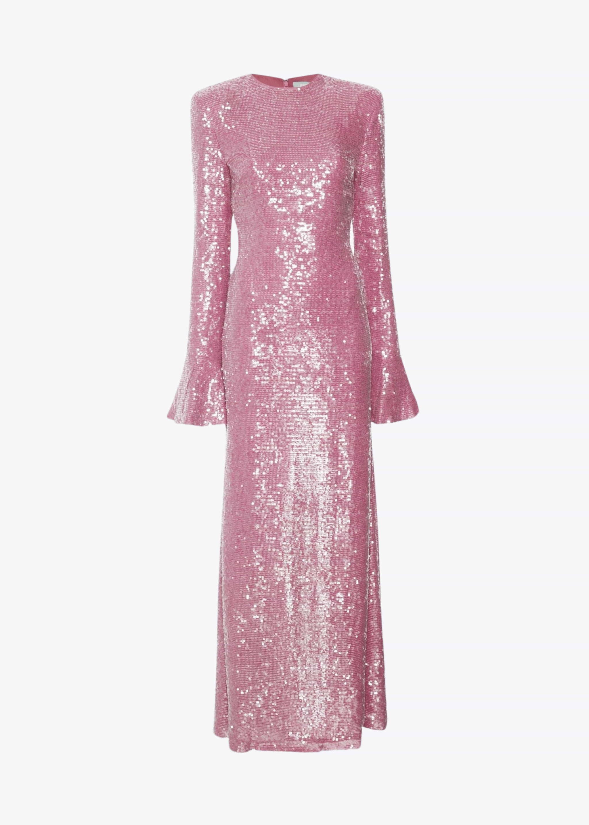 sparkle flare dress Sequin Flare Long Sleeve Dress in Pink