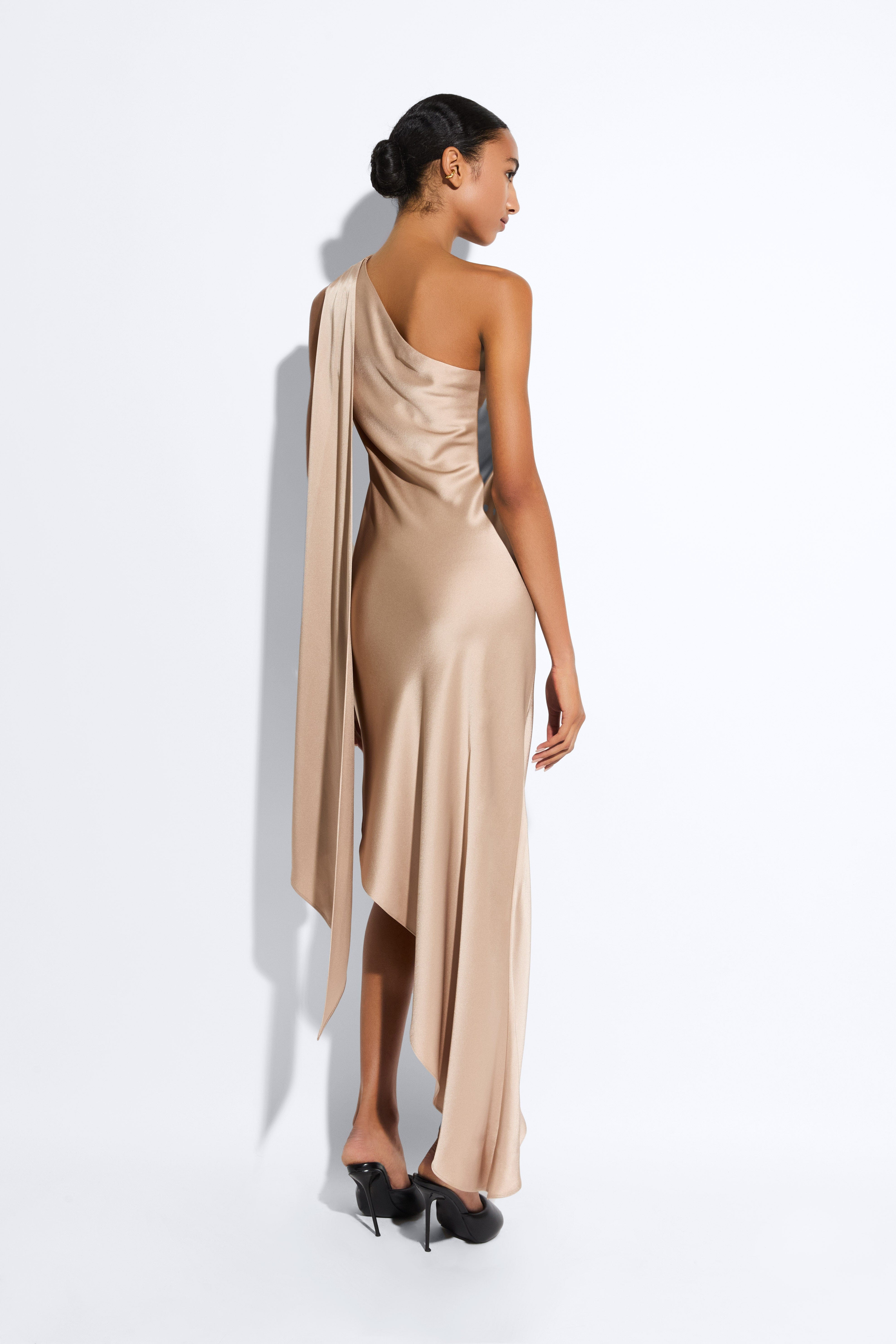 Satin One Shoulder Dress