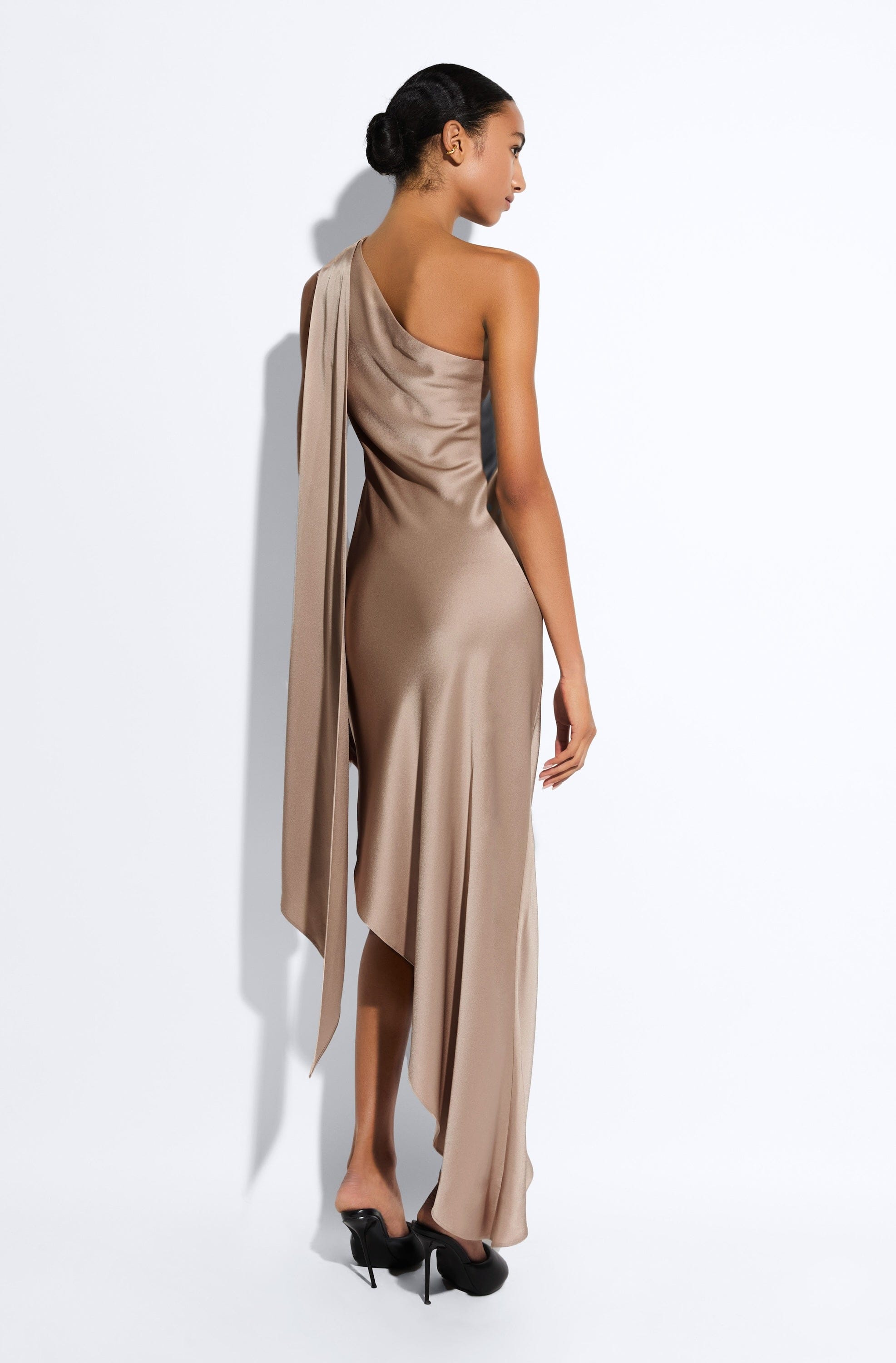 fall one shoulder dress Baltic Born Womens Julianne One Shoulder Maxi Dress | Dark Plum
