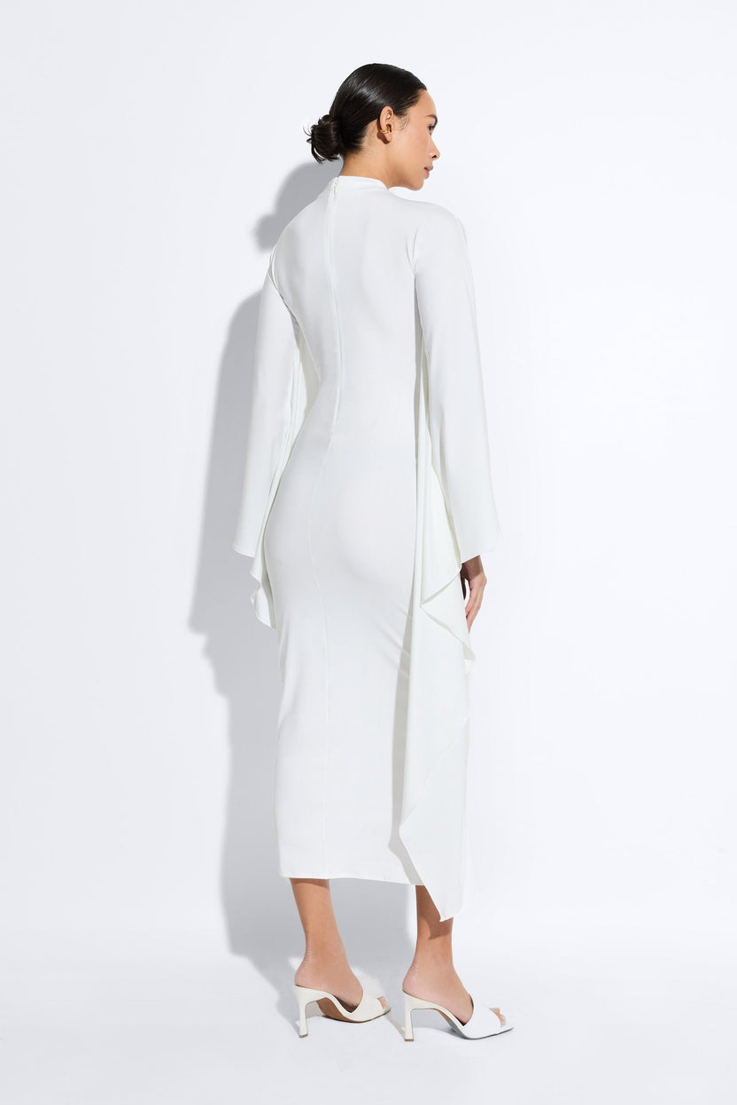 Dresses Luxury Satin Maxi Feather Dresses LAPOINTE dresses-luxury-satin-maxi-feather-dresses-lapointe