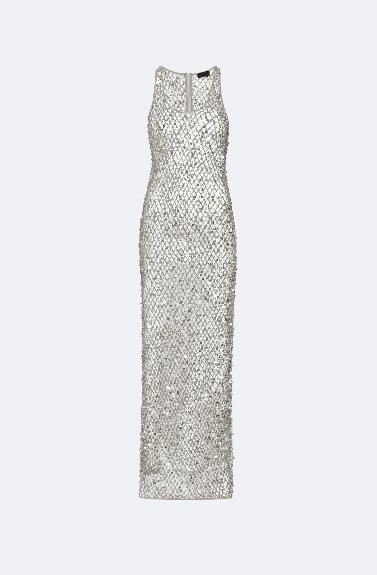 LAPOINTE Net Mesh Sequin Tank Gown | Silver / 4 LAPOINTE Net Mesh Sequin Tank Gown | Silver / 4
