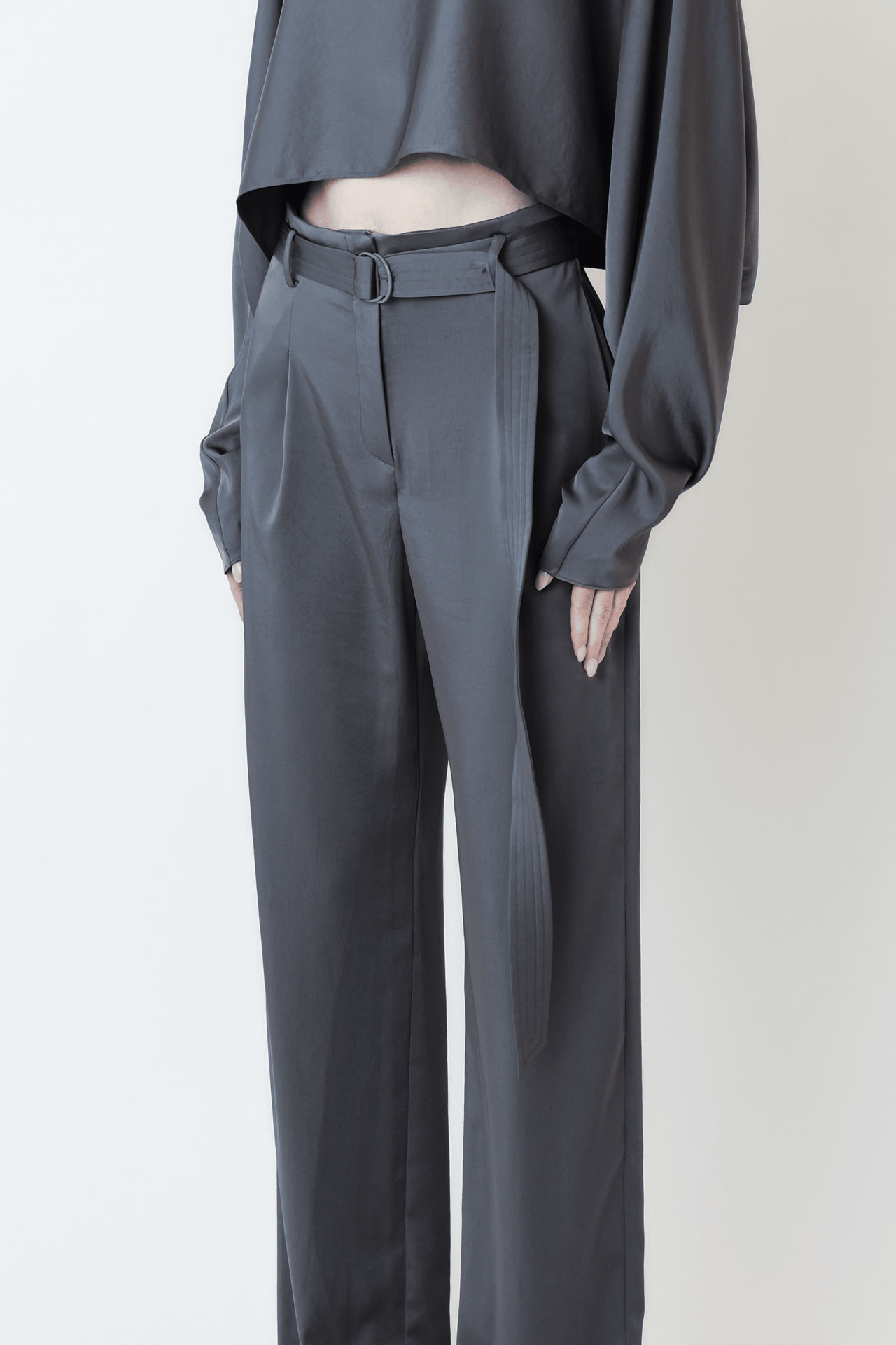 Lightweight Satin Belted Pant - LAPOINTE