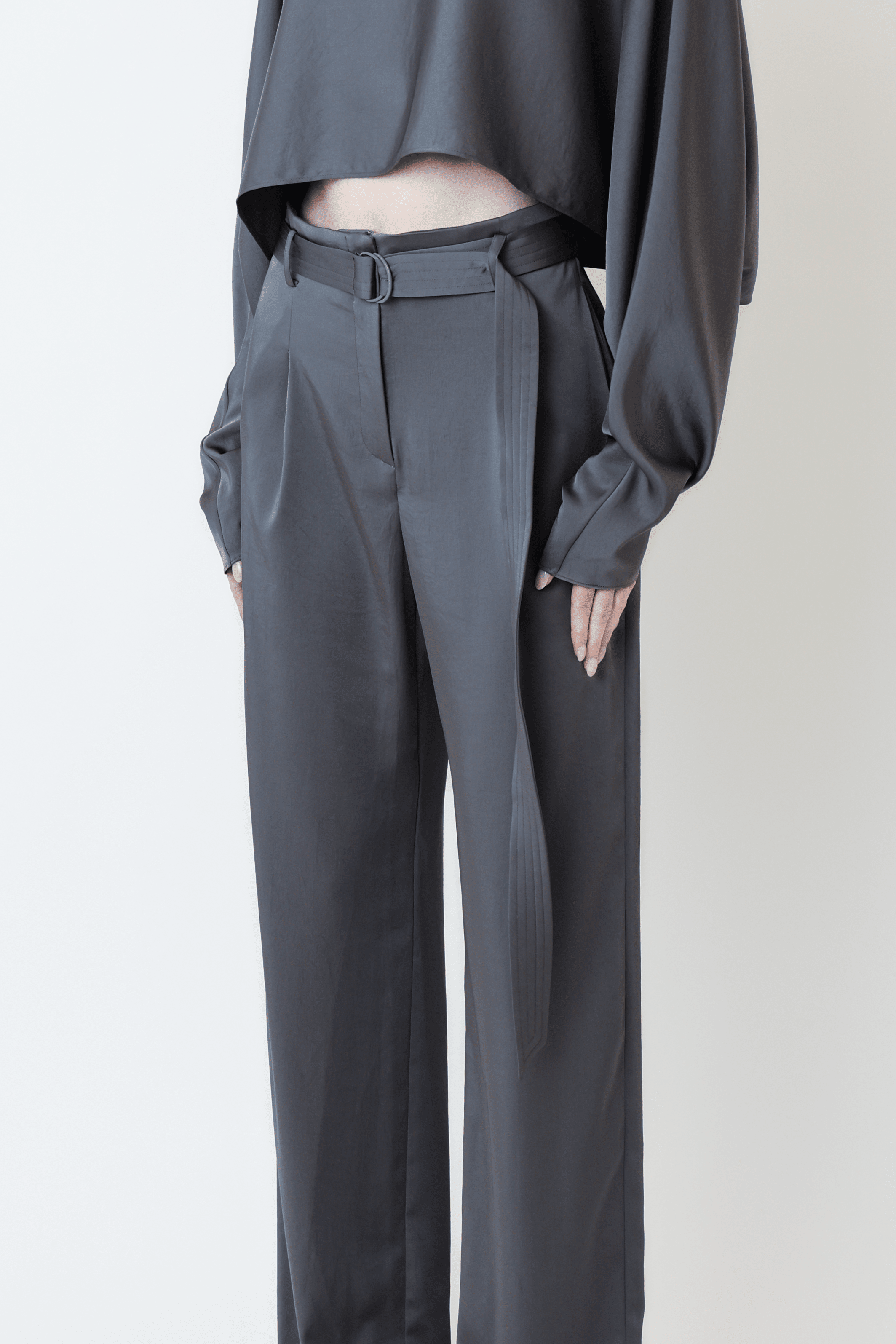 Lightweight Satin Belted Pant - LAPOINTE