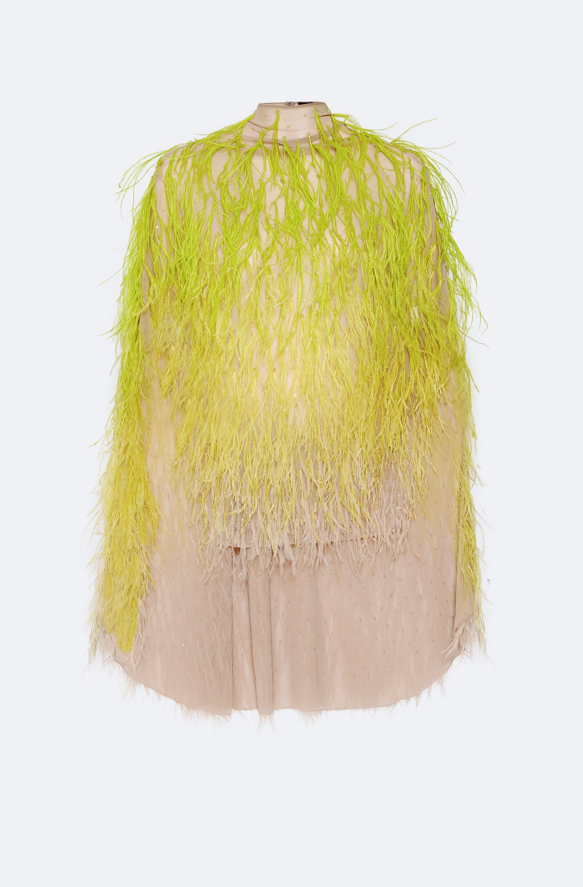 Lightweight Georgette Oversized Cape Tee With Feathers