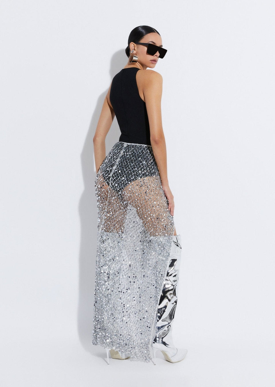 Mesh Sequin Tie Cover-Up - LAPOINTE