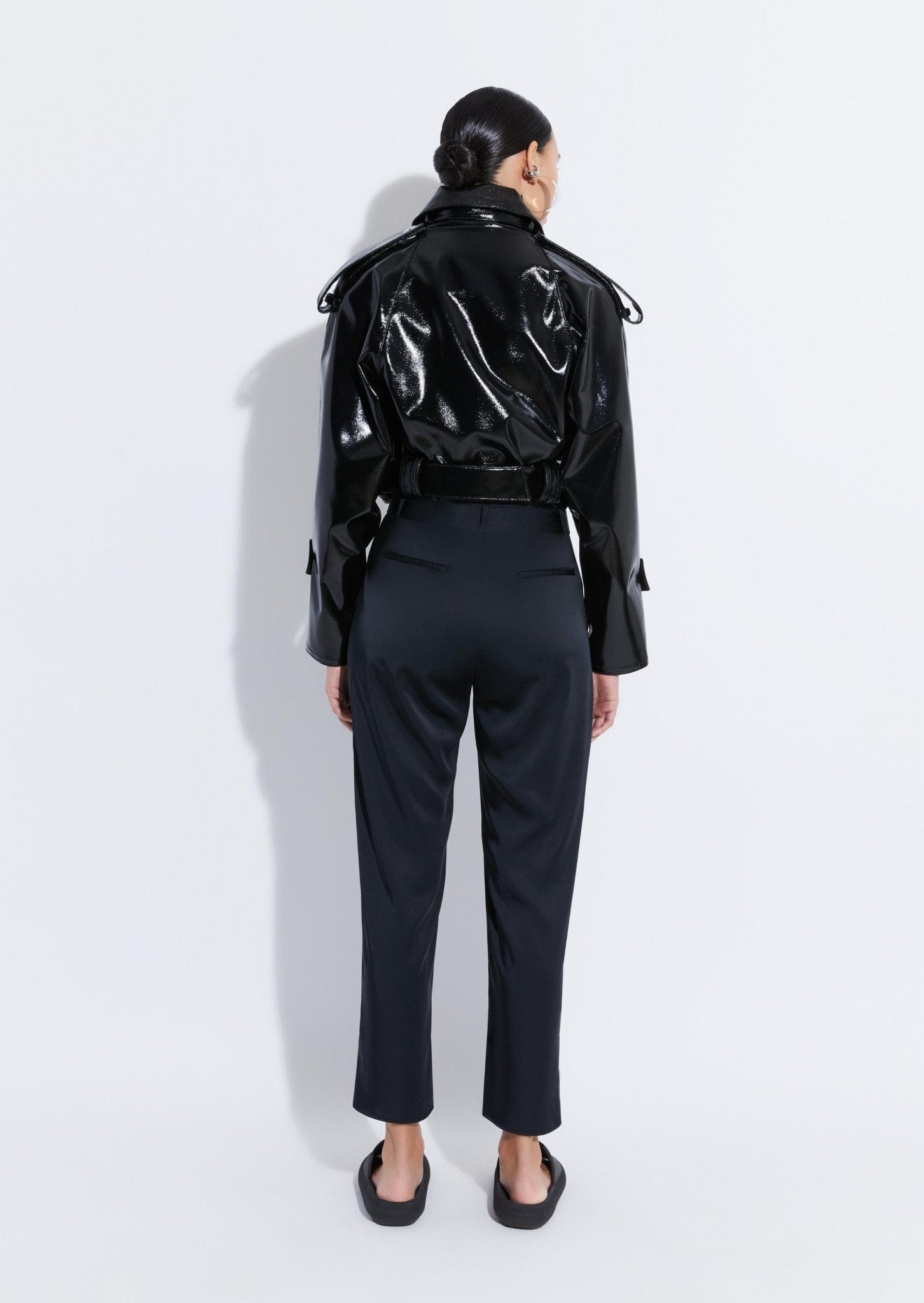 Faux leather cheap belted moto jacket