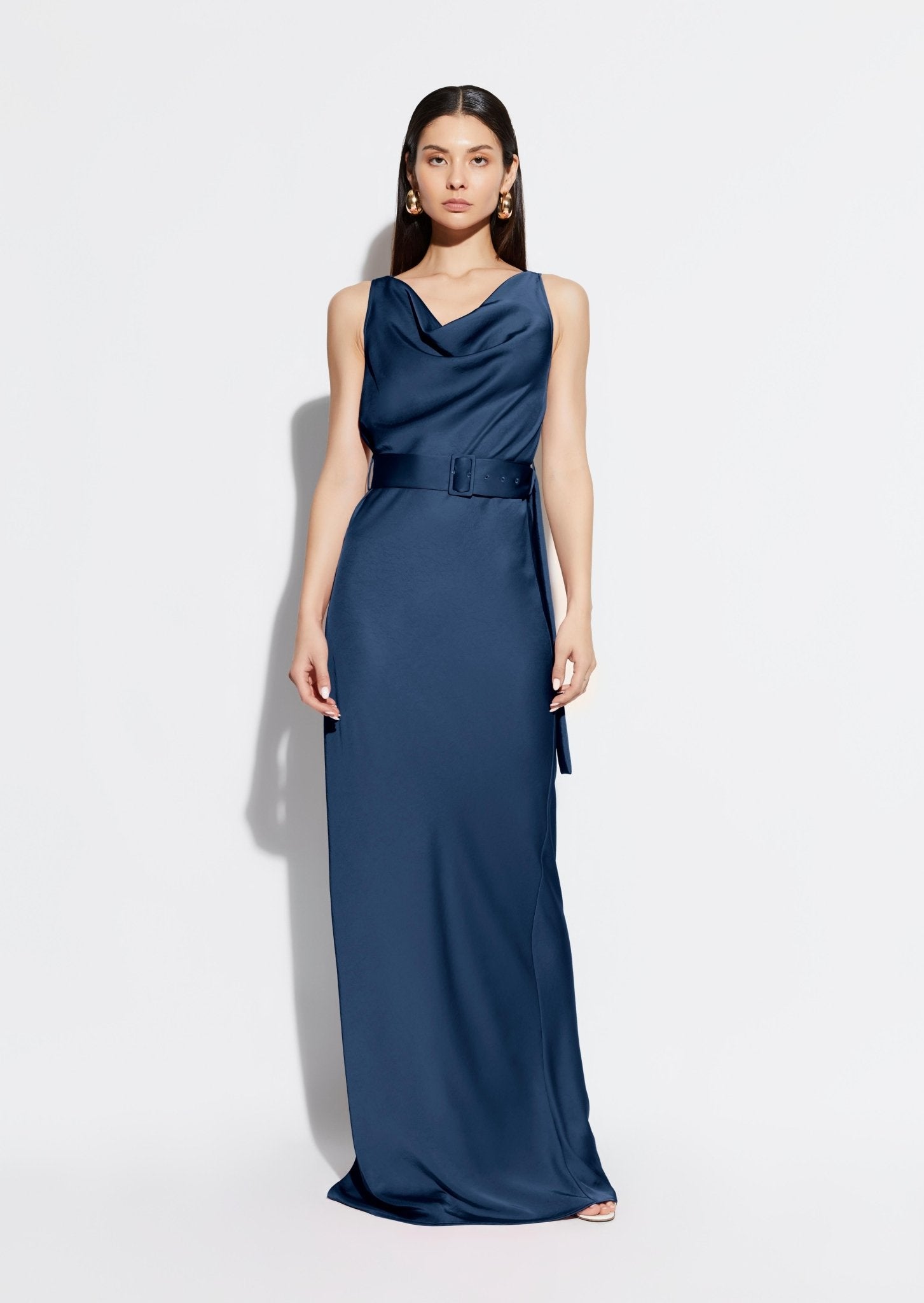 Satin Bias Belted Gown - LAPOINTE