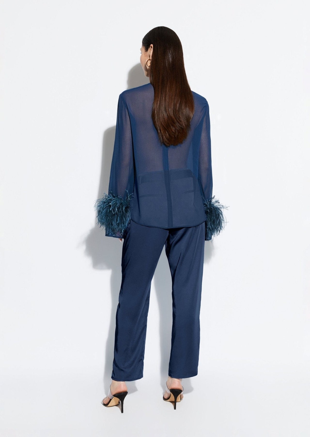 Georgette Top With Feathers - LAPOINTE