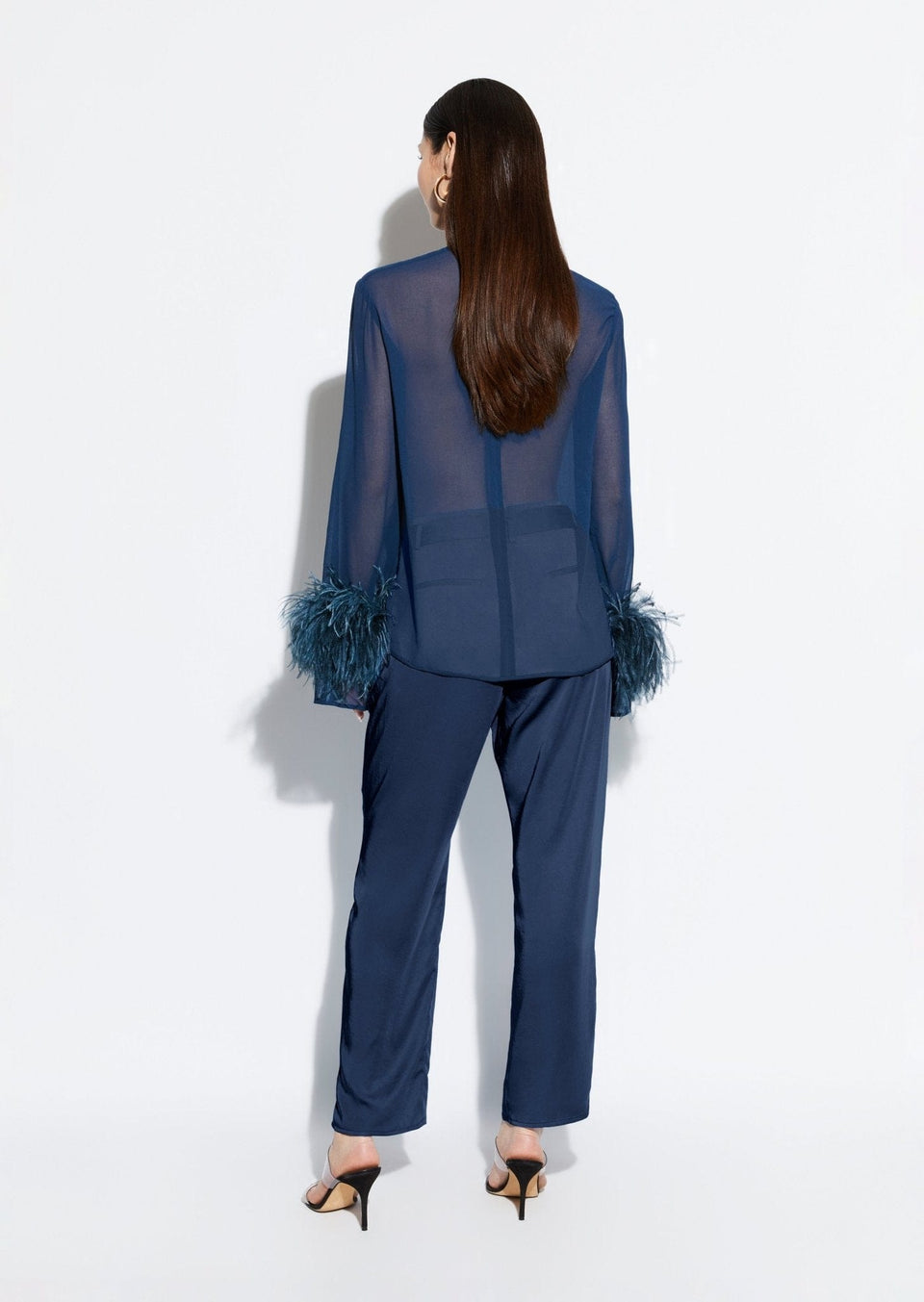 Georgette Top With Feathers - LAPOINTE
