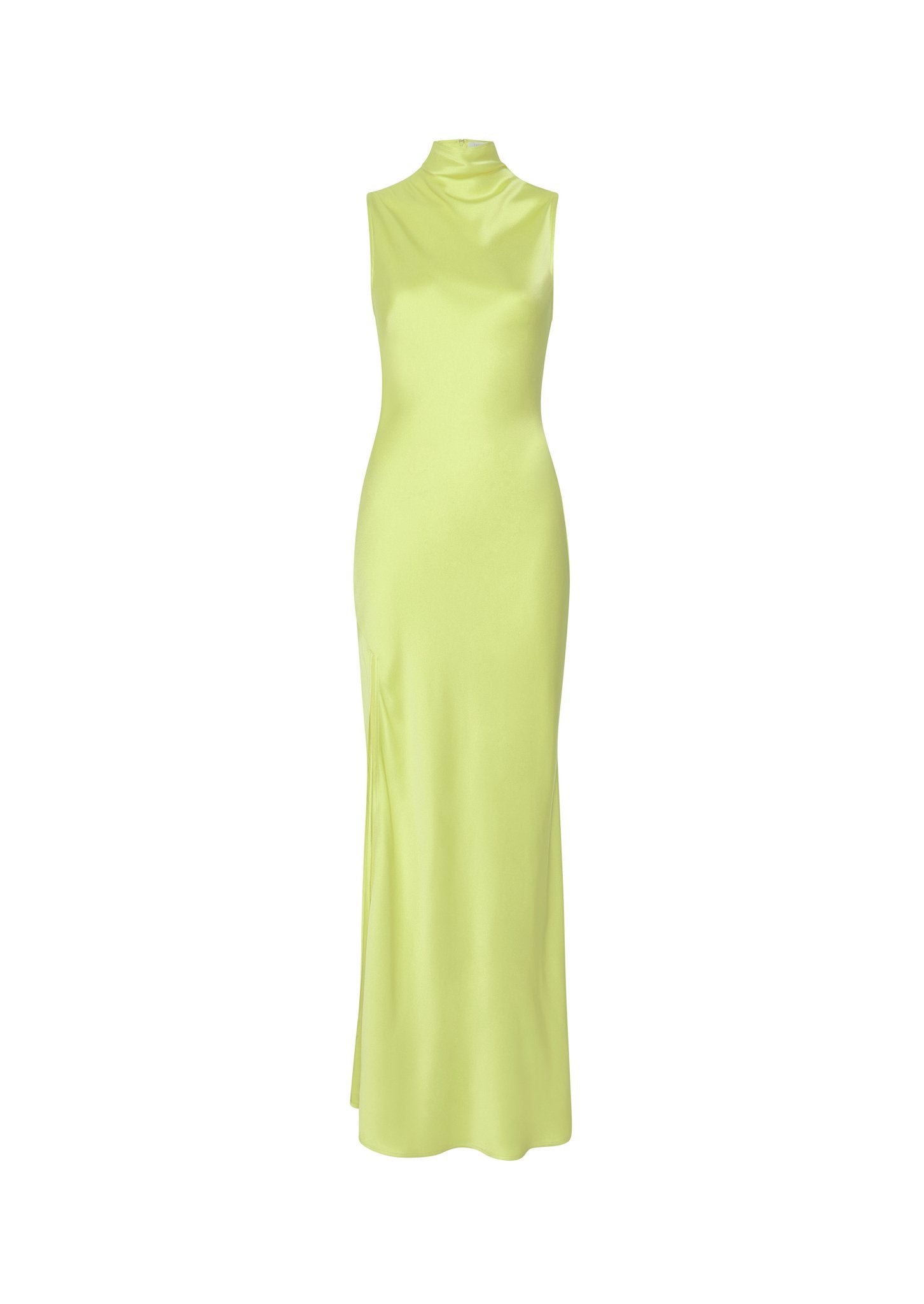 Satin Drape Neck Sleeveless Dress - LAPOINTE