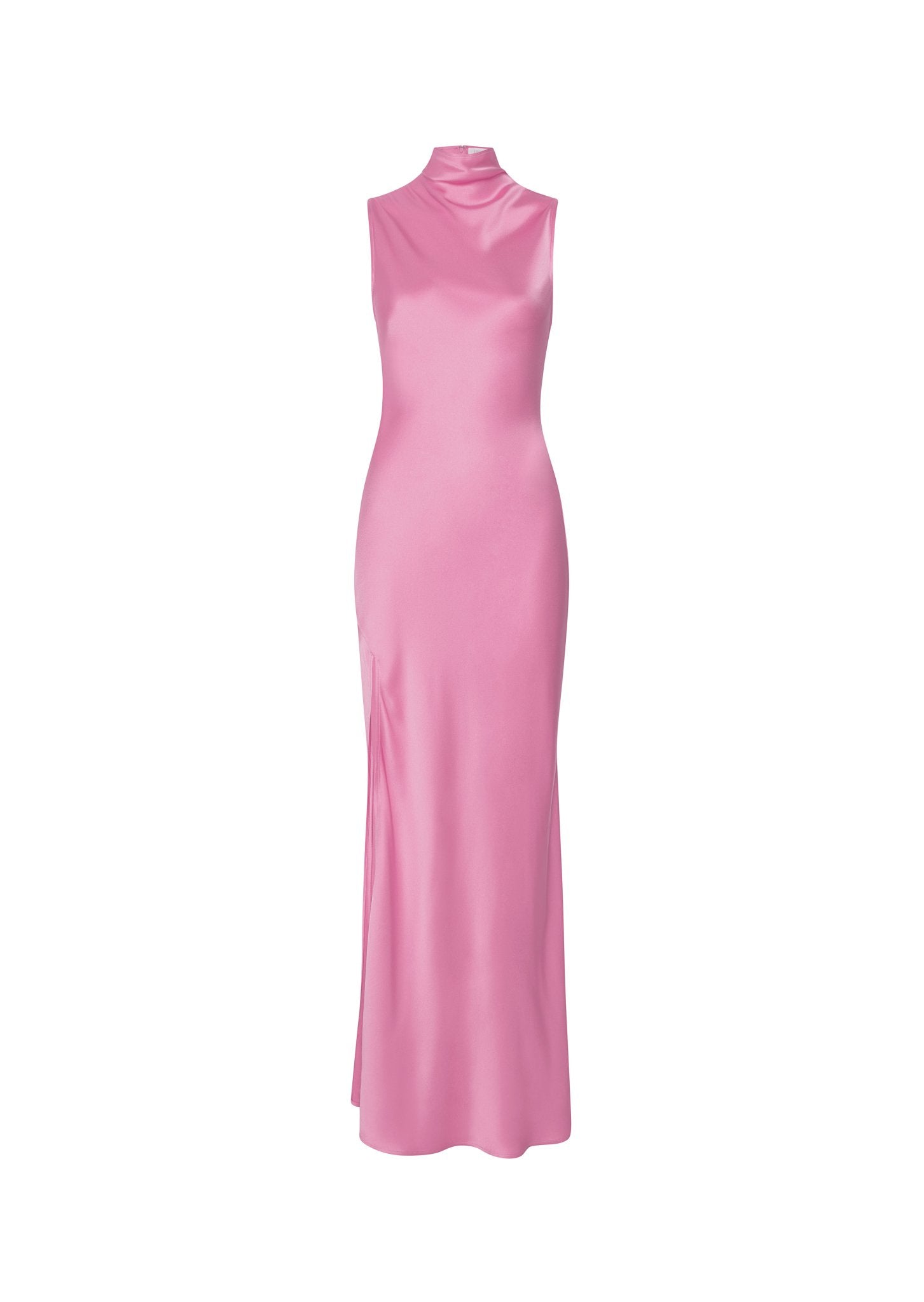 Satin Drape Neck Sleeveless Dress - LAPOINTE