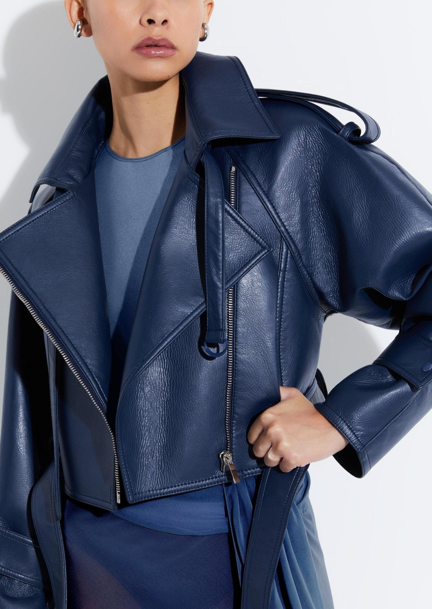 Faux outlet leather moto