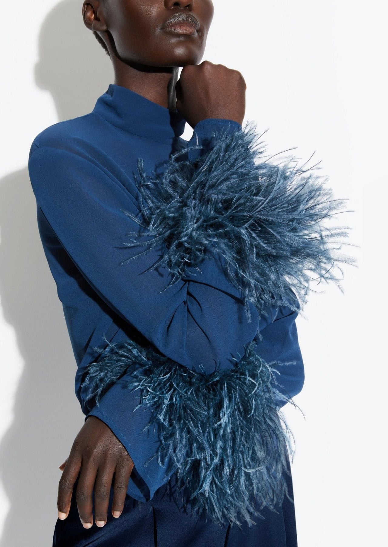 Georgette Top With Feathers - LAPOINTE