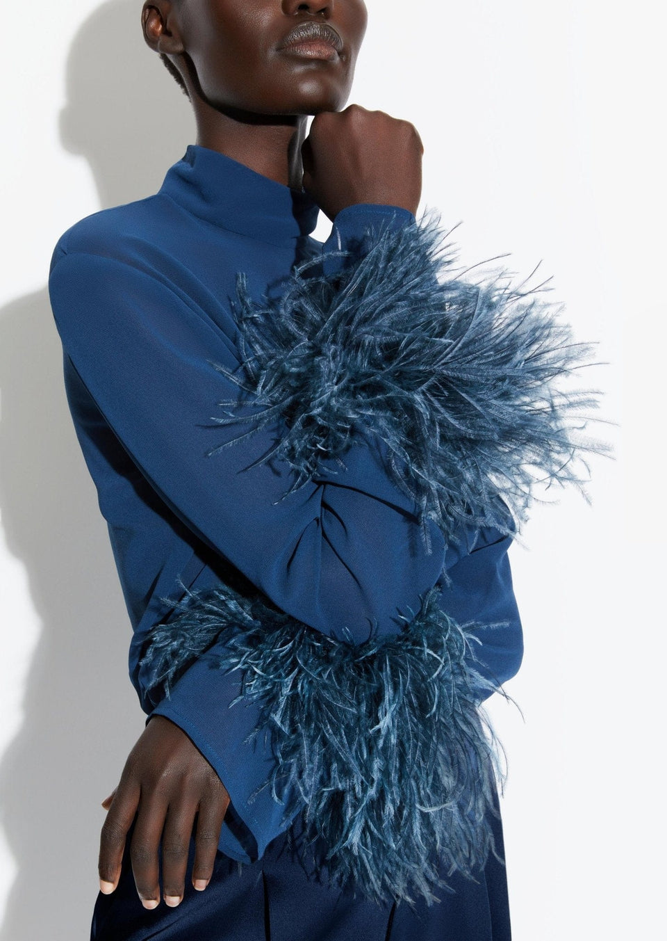 Georgette Top With Feathers - LAPOINTE