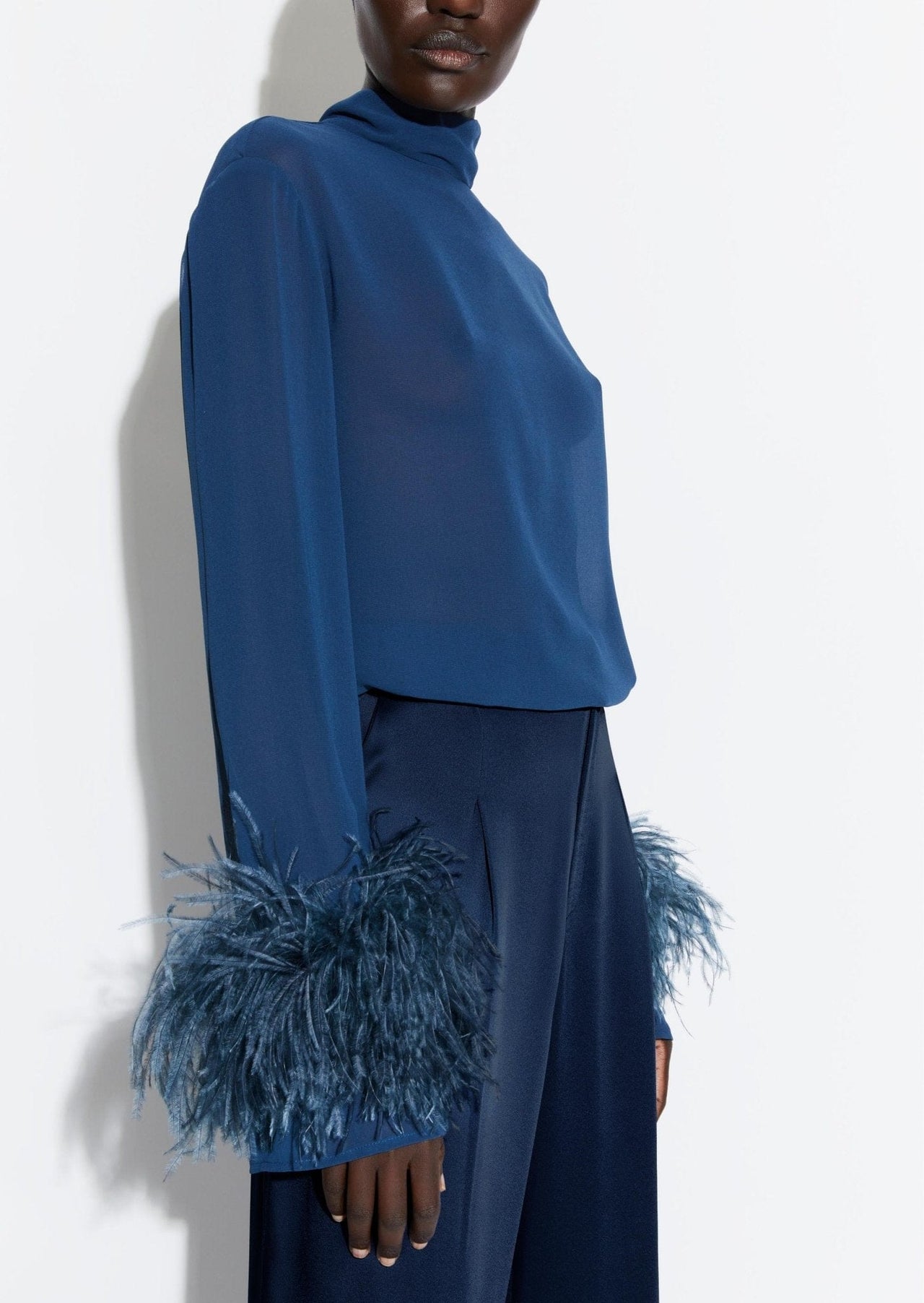 Georgette Top With Feathers - LAPOINTE