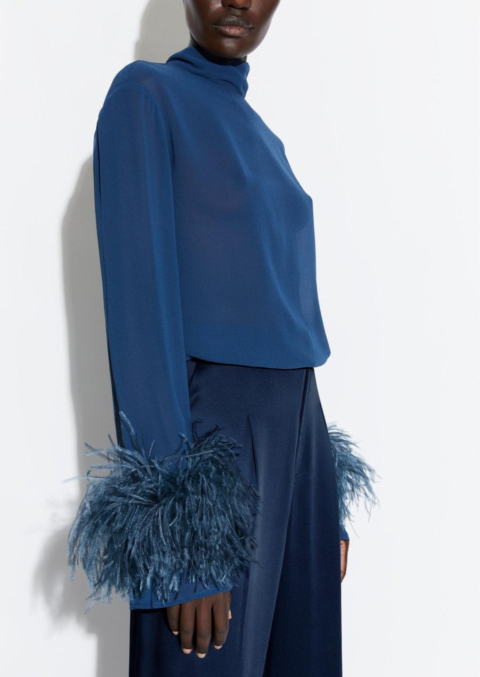 Georgette Top With Feathers - LAPOINTE