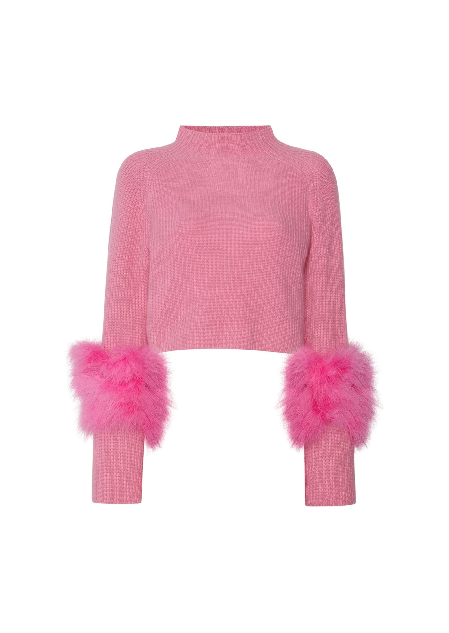 Airy Cashmere Cropped Turtleneck With Marabou Feathers - LAPOINTE