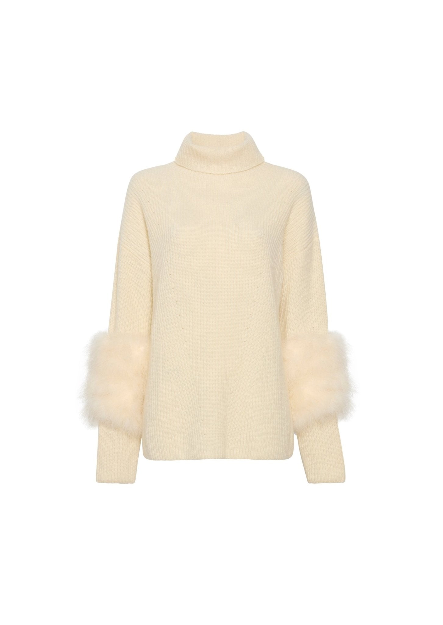 Airy Cashmere Silk Turtleneck With Marabou Feathers - LAPOINTE
