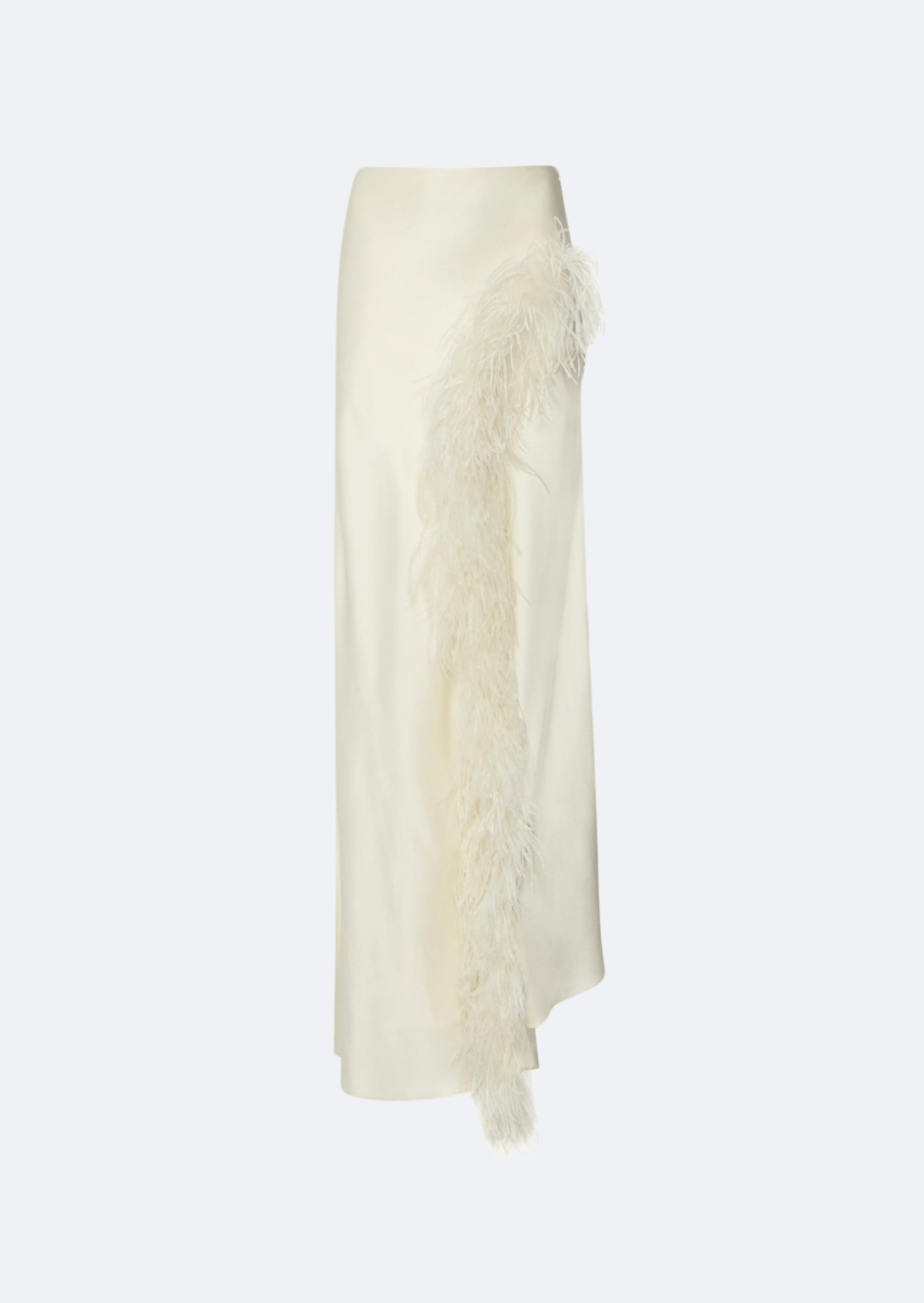Satin Asymmetric Skirt With Feathers - LAPOINTE