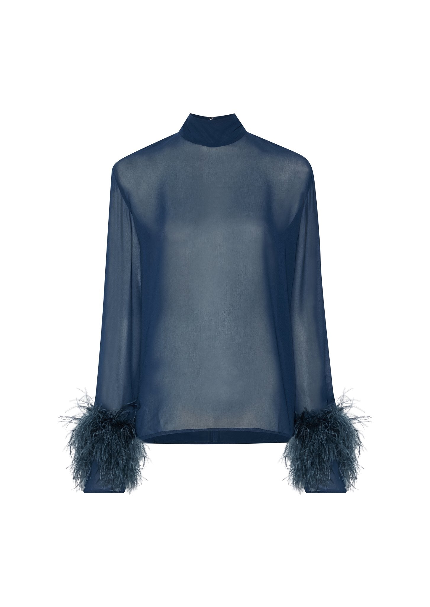 Georgette Top With Feathers - LAPOINTE