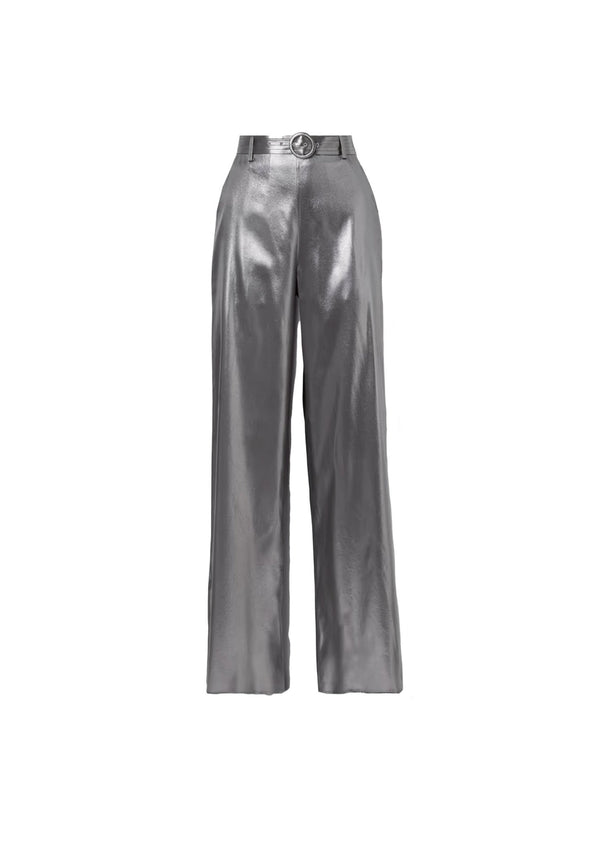 Metallic Silk Belted Pant - LAPOINTE