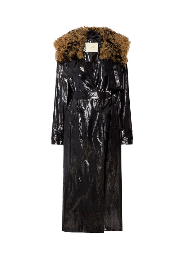 Laminated Voile Double Breasted Trench With Lambskin - LAPOINTE
