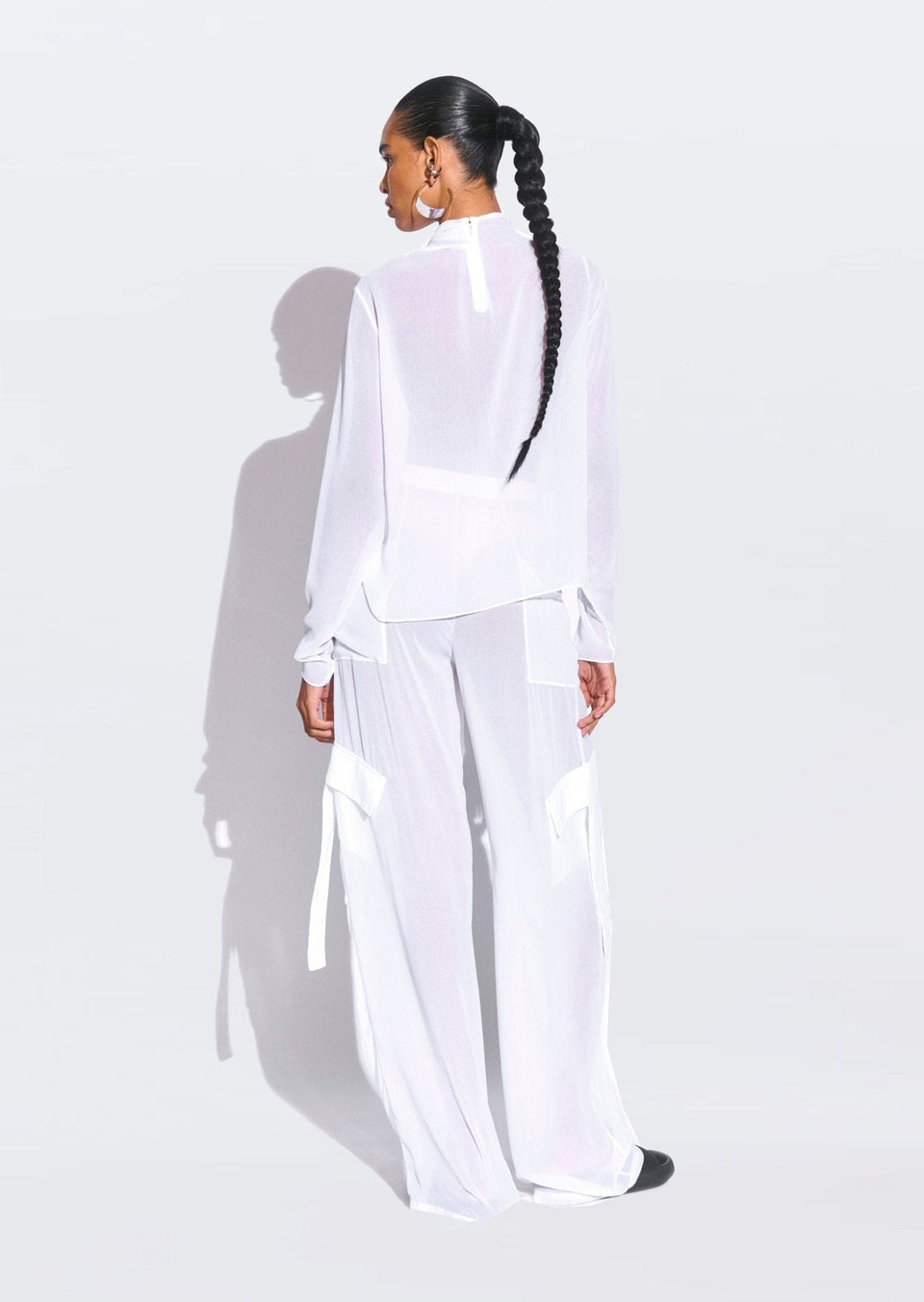 Georgette Overlap Drape Blouse - LAPOINTE