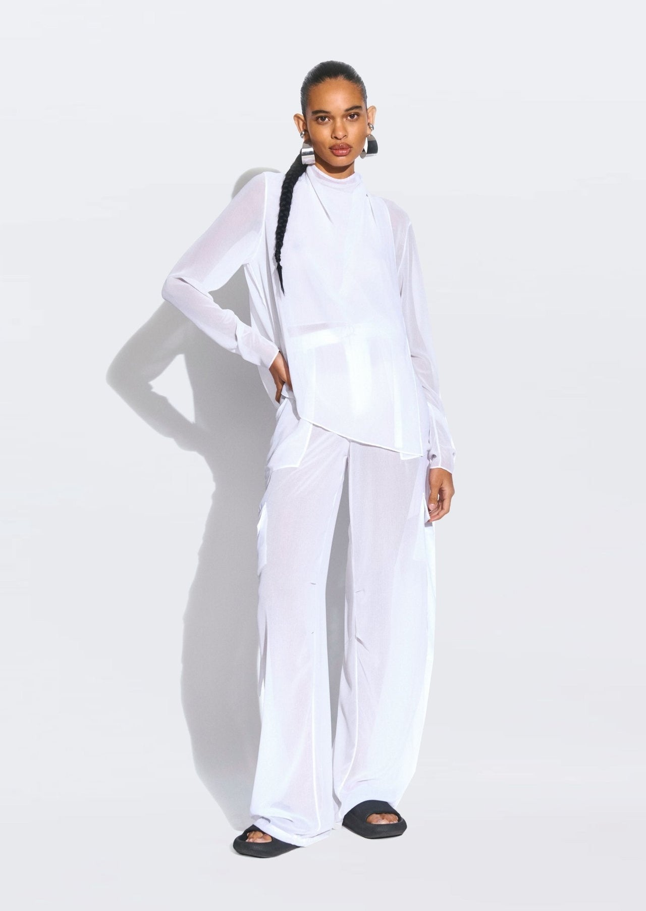 Georgette Overlap Drape Blouse - LAPOINTE