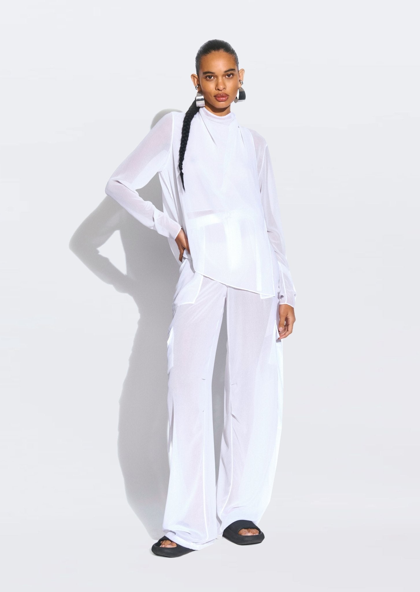 Georgette Overlap Drape Blouse - LAPOINTE