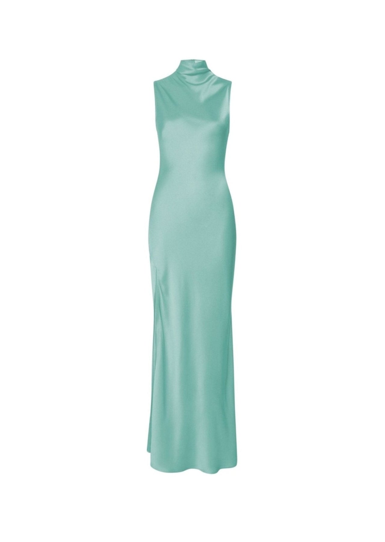 Satin Drape Neck Sleeveless Dress - LAPOINTE