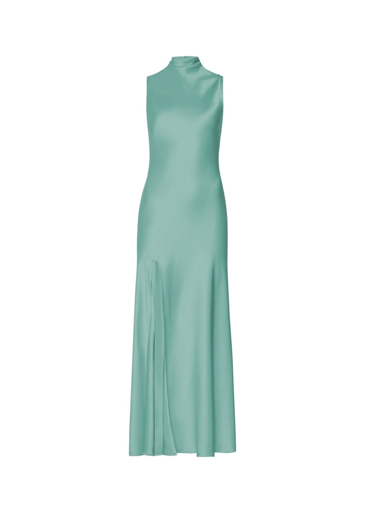 Satin Drape Neck Sleeveless Dress - LAPOINTE