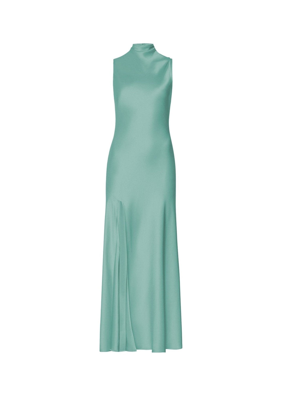Satin Drape Neck Sleeveless Dress - LAPOINTE