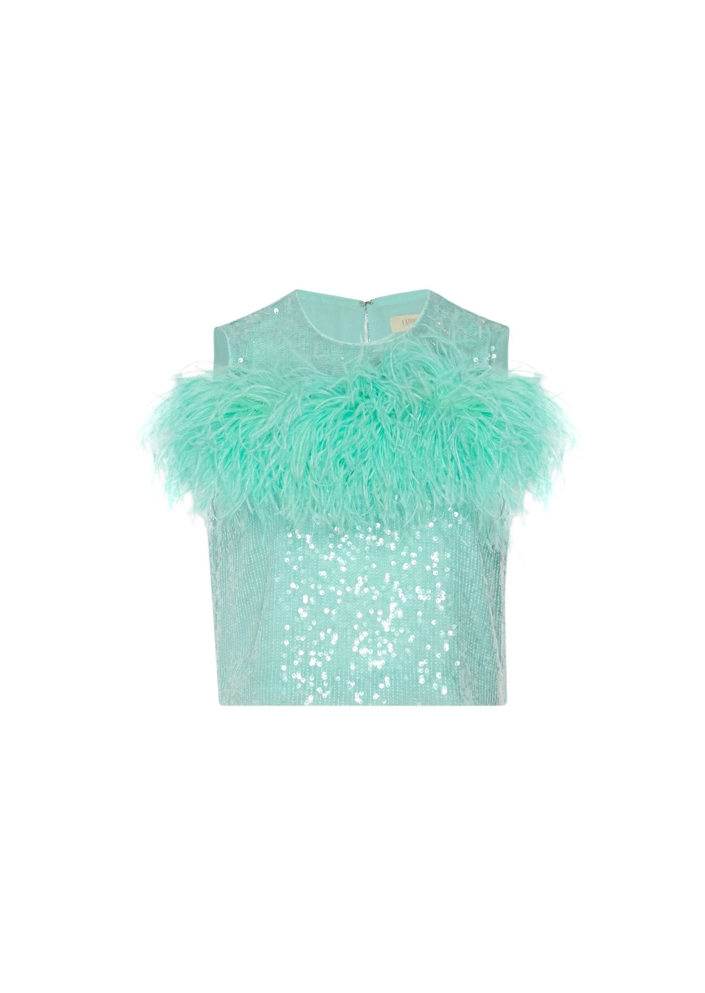 Sequin Tank With Feathers - LAPOINTE