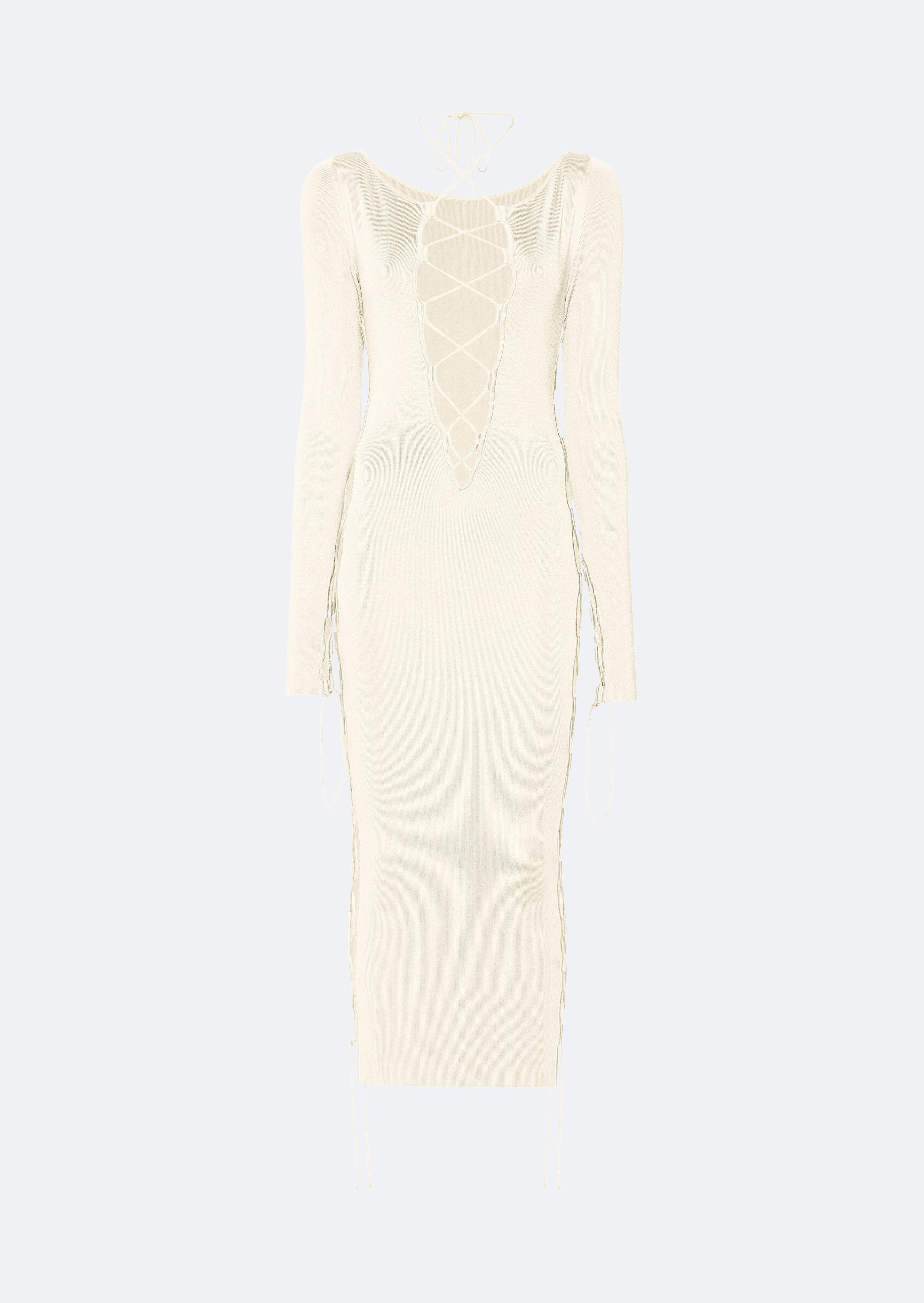 Shiny Viscose Lace-Up Dress - LAPOINTE