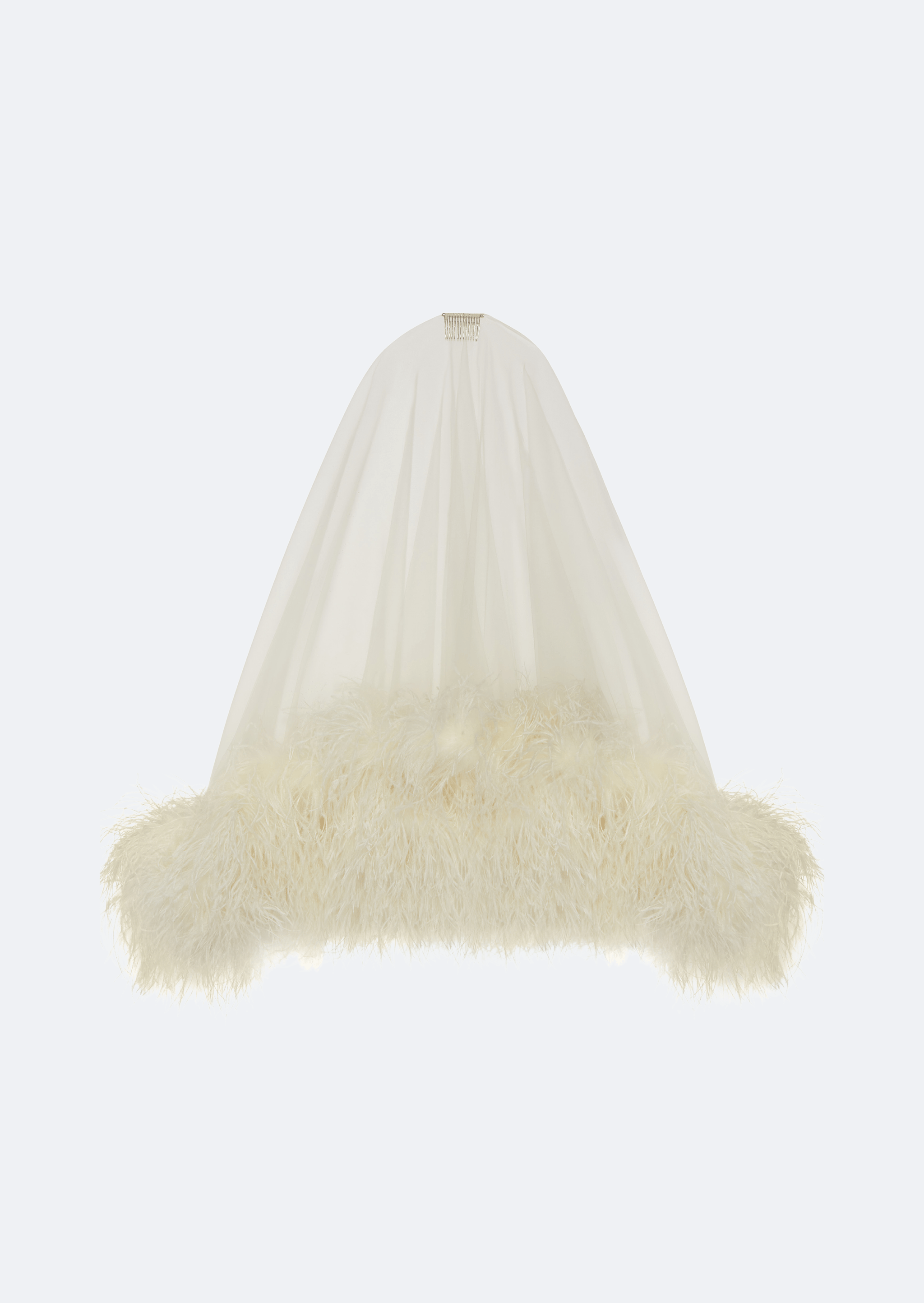 Tulle Veil With Feathers - LAPOINTE