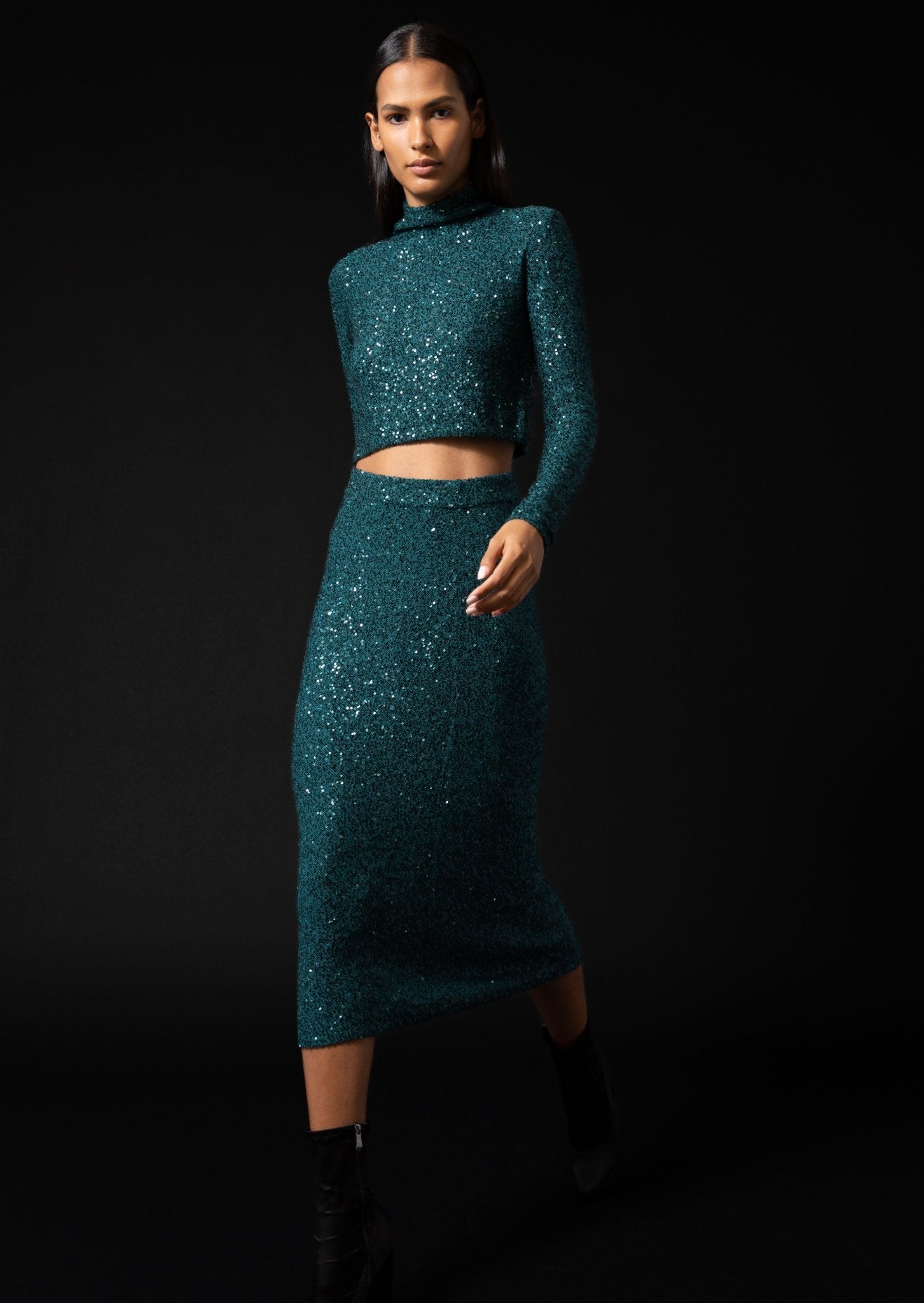 Cashmere Sequin Midi Skirt - LAPOINTE