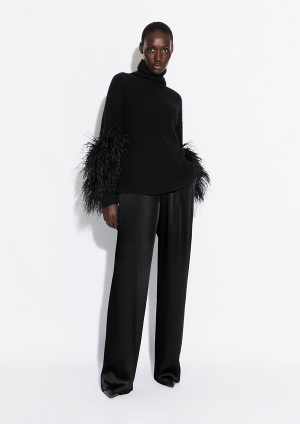 Cashmere Silk Turtleneck With Feathers - LAPOINTE