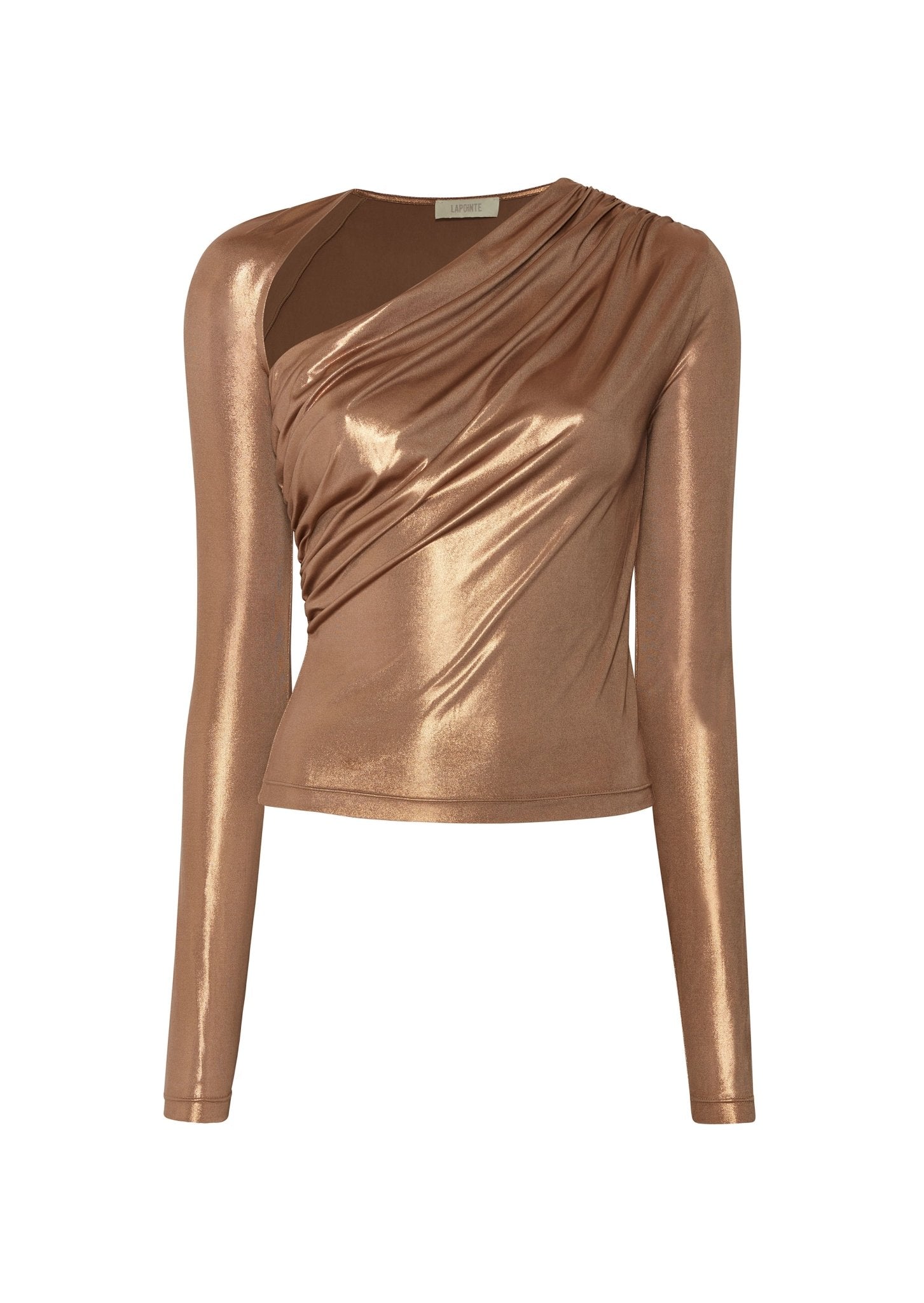 Coated Jersey Asymmetrical Ruched Top - LAPOINTE