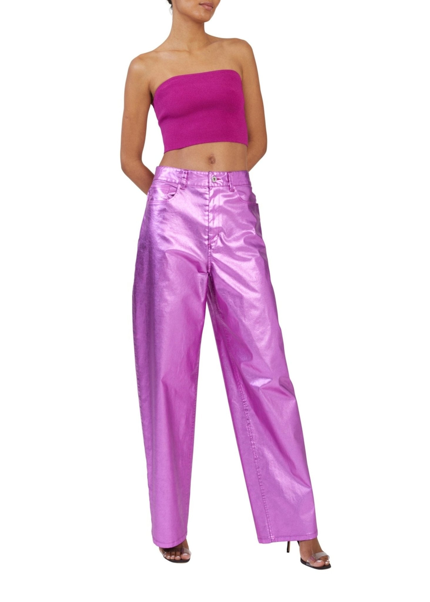Compact Knit Tube Top in Neon purple | LAPOINTE
