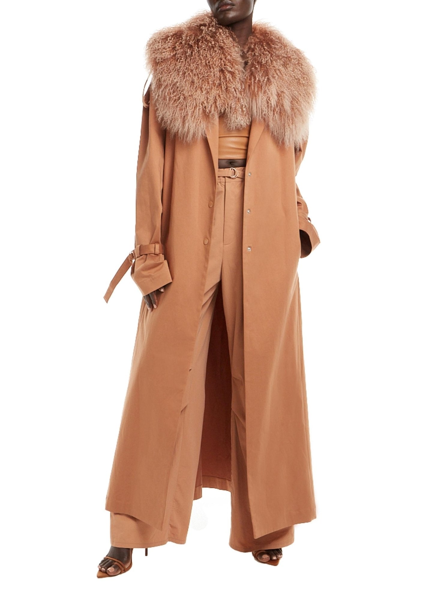 Cotton Relaxed Trench With Shearling - LAPOINTE