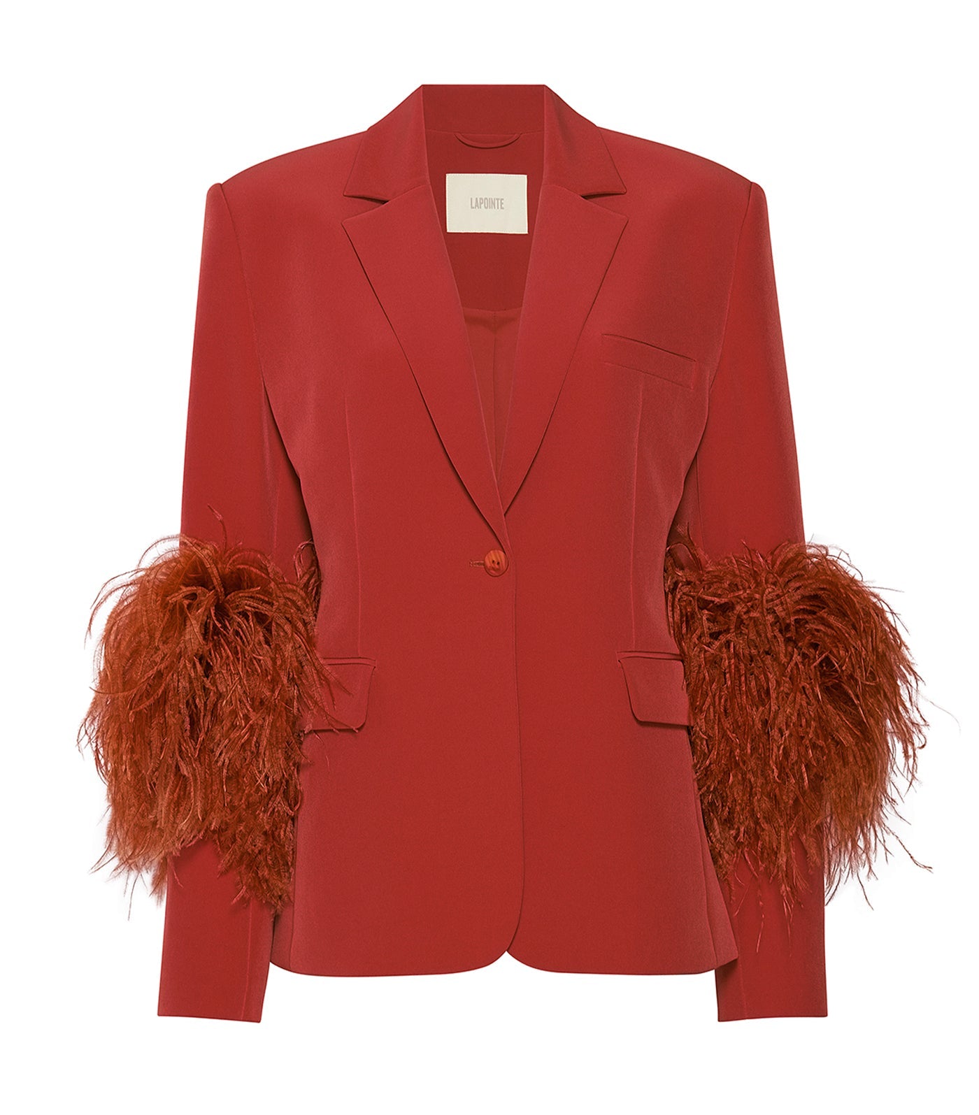 MATTE CREPE BLAZER WITH FEATHERS - LAPOINTE
