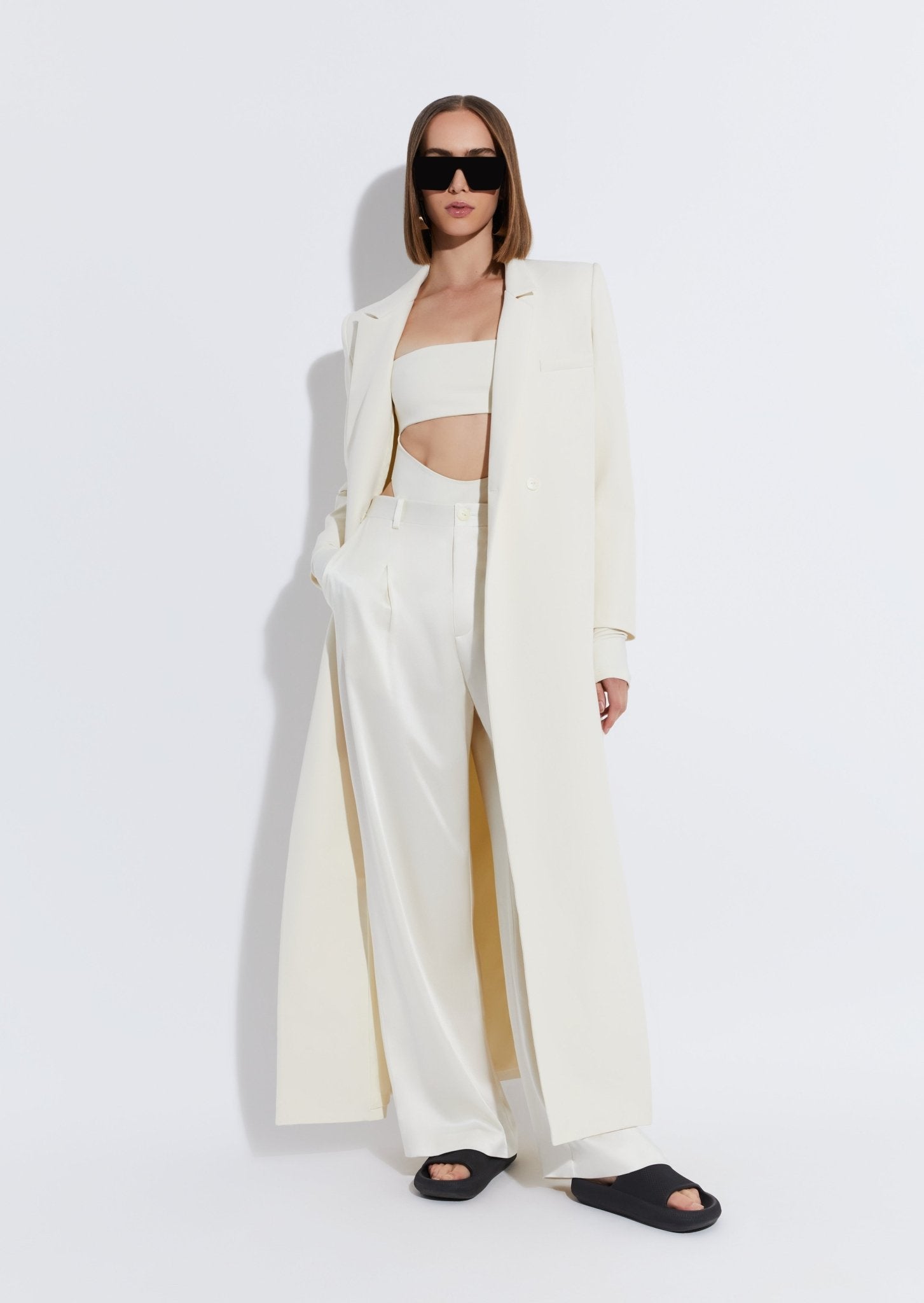 Matte Crepe Elongated Coat - LAPOINTE