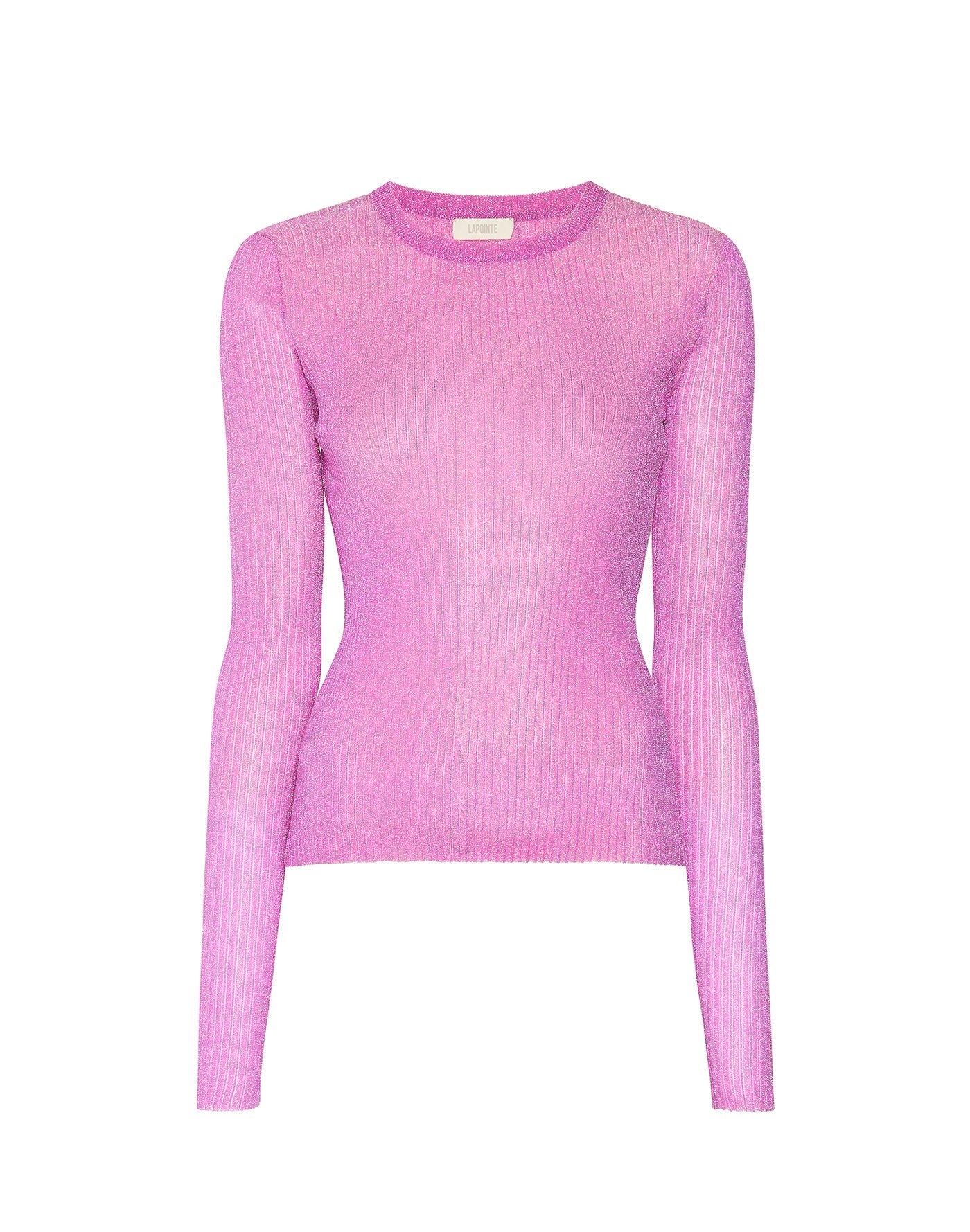 METALLIC PLISSE FITTED KNIT TOP - LAPOINTE