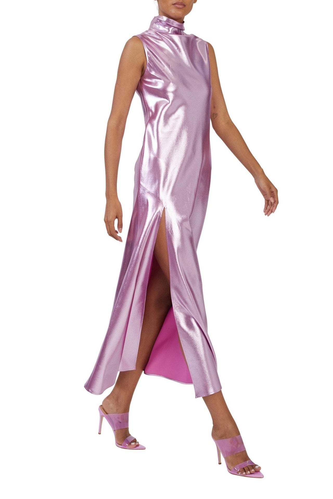 METALLIC SILK DRESS - LAPOINTE