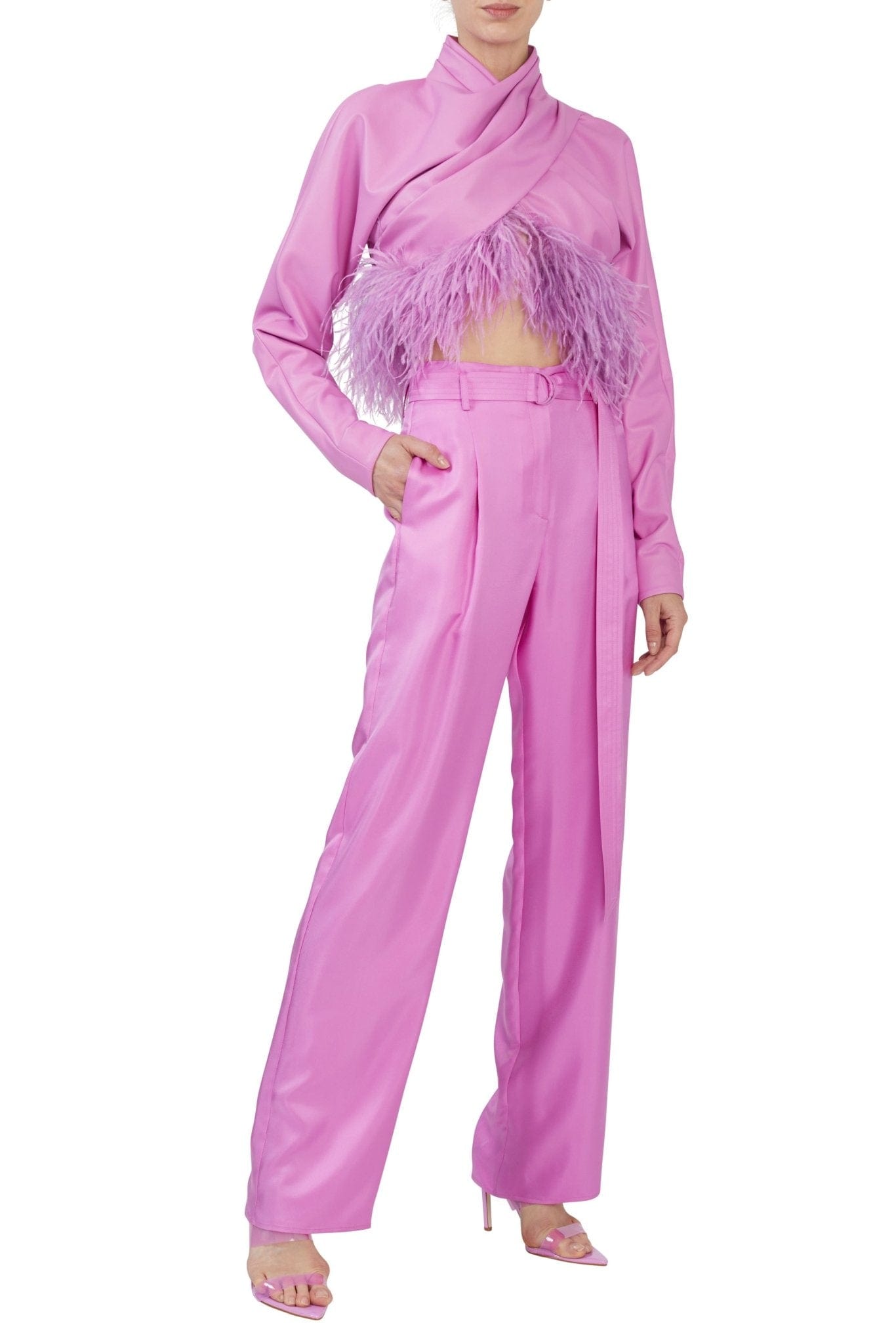 ORGANIC SILKY TWILL HIGH WAISTED BELTED PANT - LAPOINTE