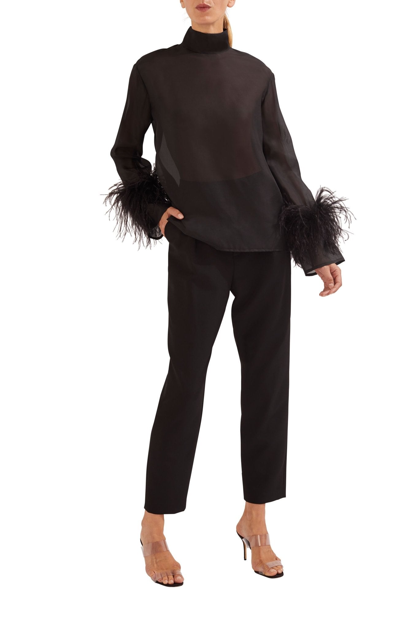 ORGANZA TOP WITH FEATHERS - LAPOINTE