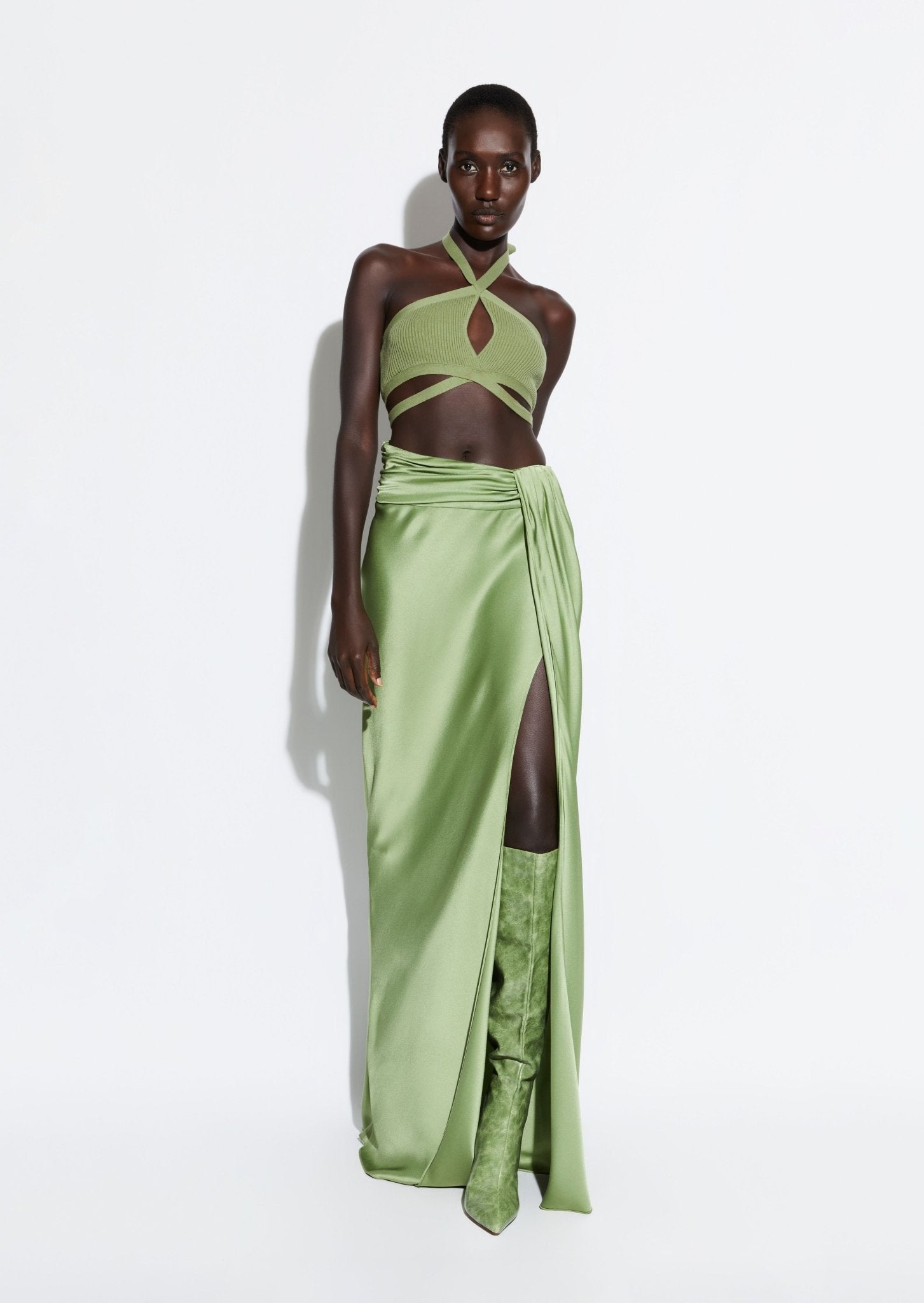 Green maxi cheap skirt