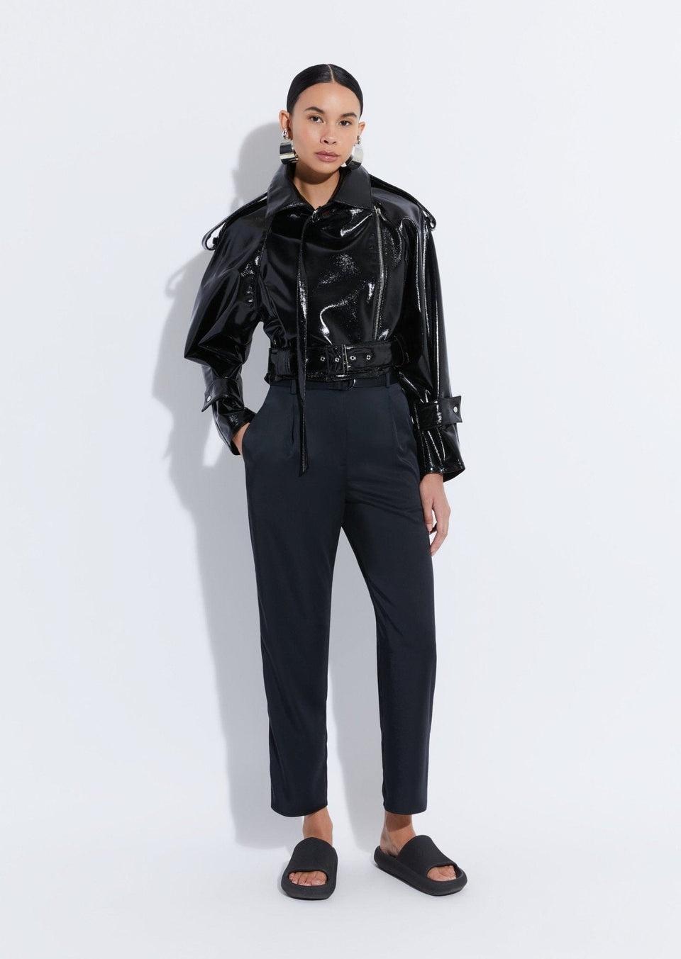 Satin Belted Cropped Pant - LAPOINTE